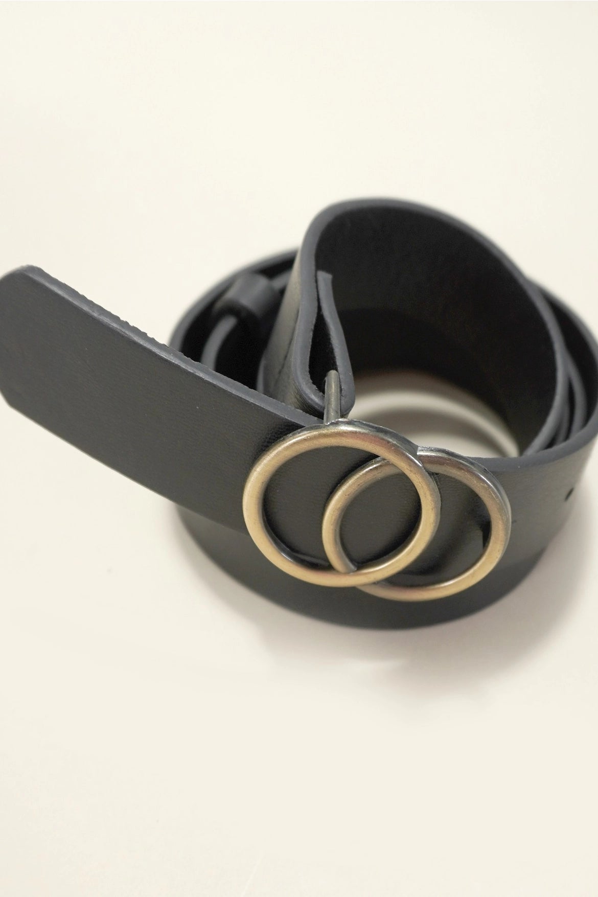 Double O Buckle Faux Leather Belt