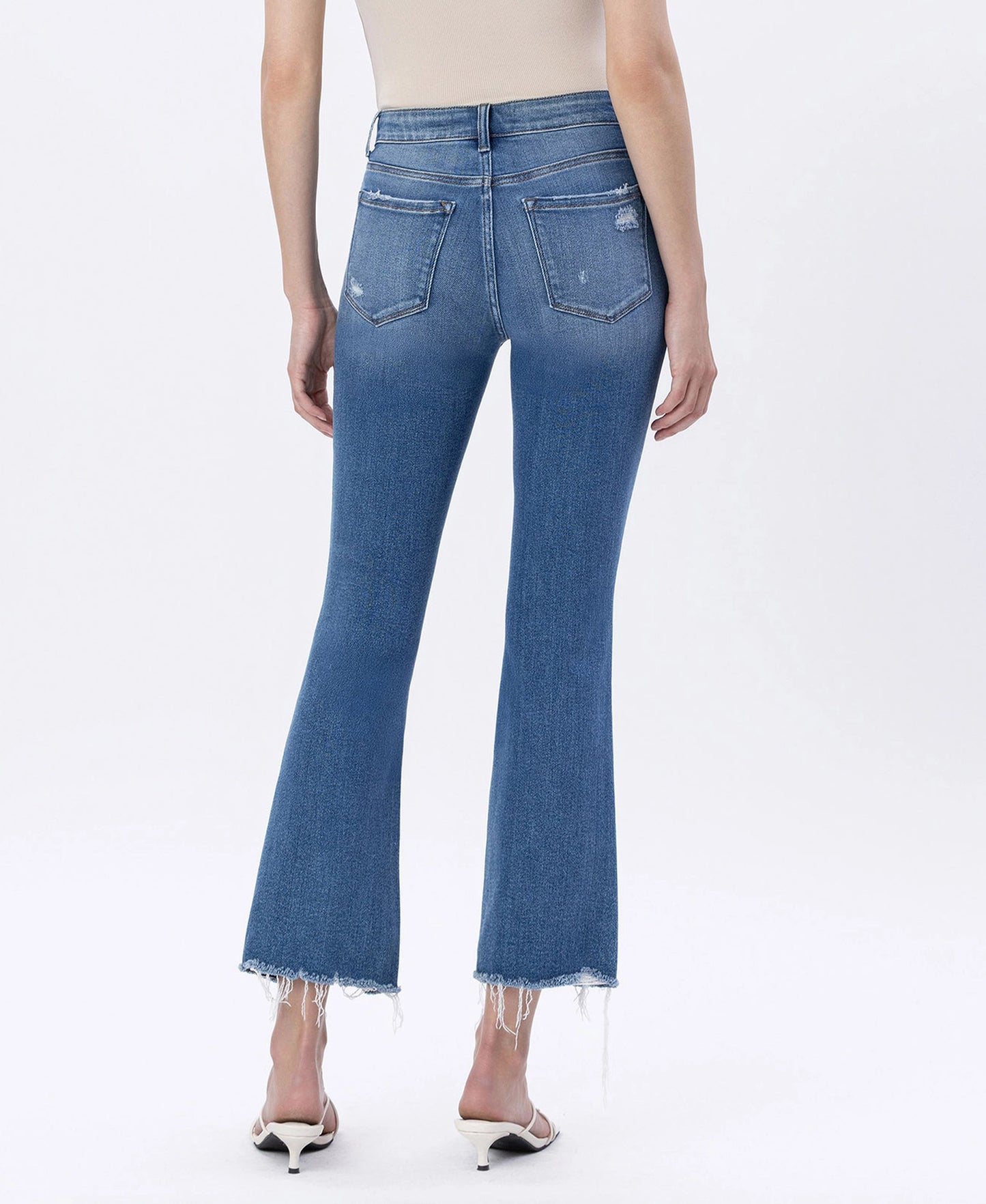 AURORA HIGH RISE DISTRESSED KICK FLARE JEANS