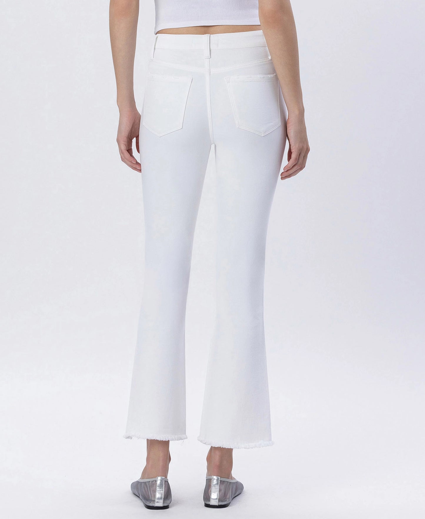 HIGH RISE RAW SLANT CROP FLARE JEANS