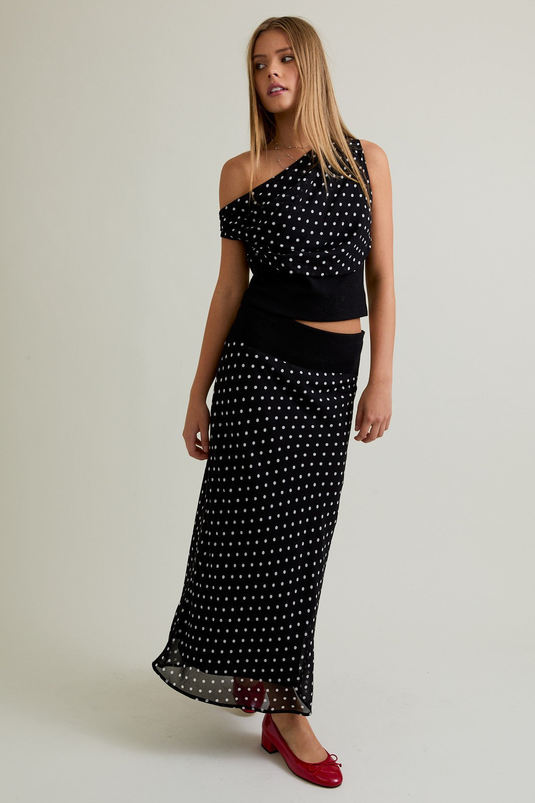 COWL NECK POLKA DOT SET