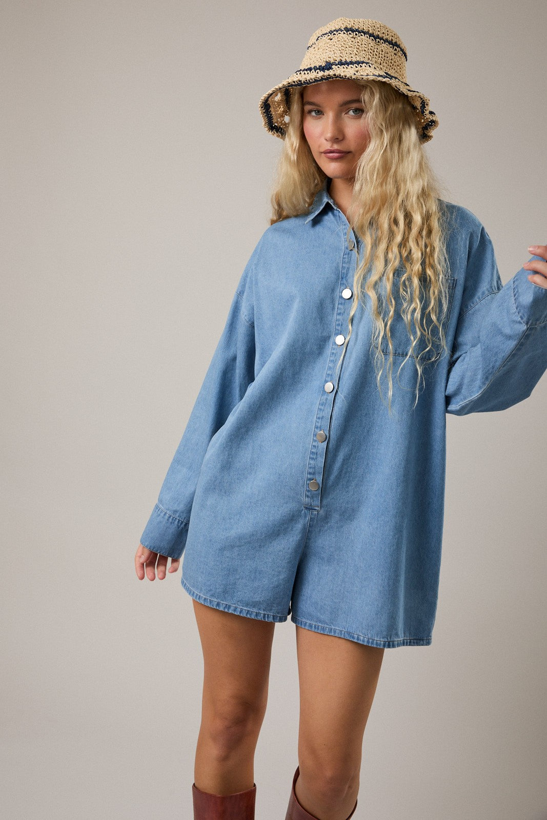 ALL WONDER DENIM ROMPER