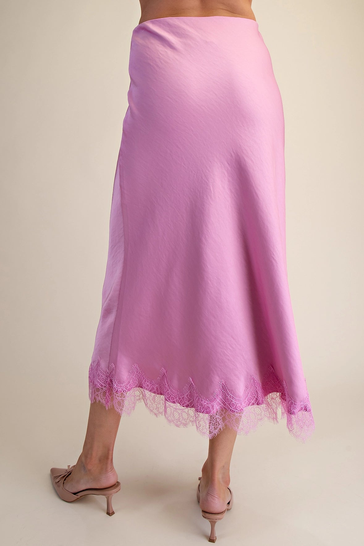 SATIN LACE MIDI SKIRT (3 COLORS)