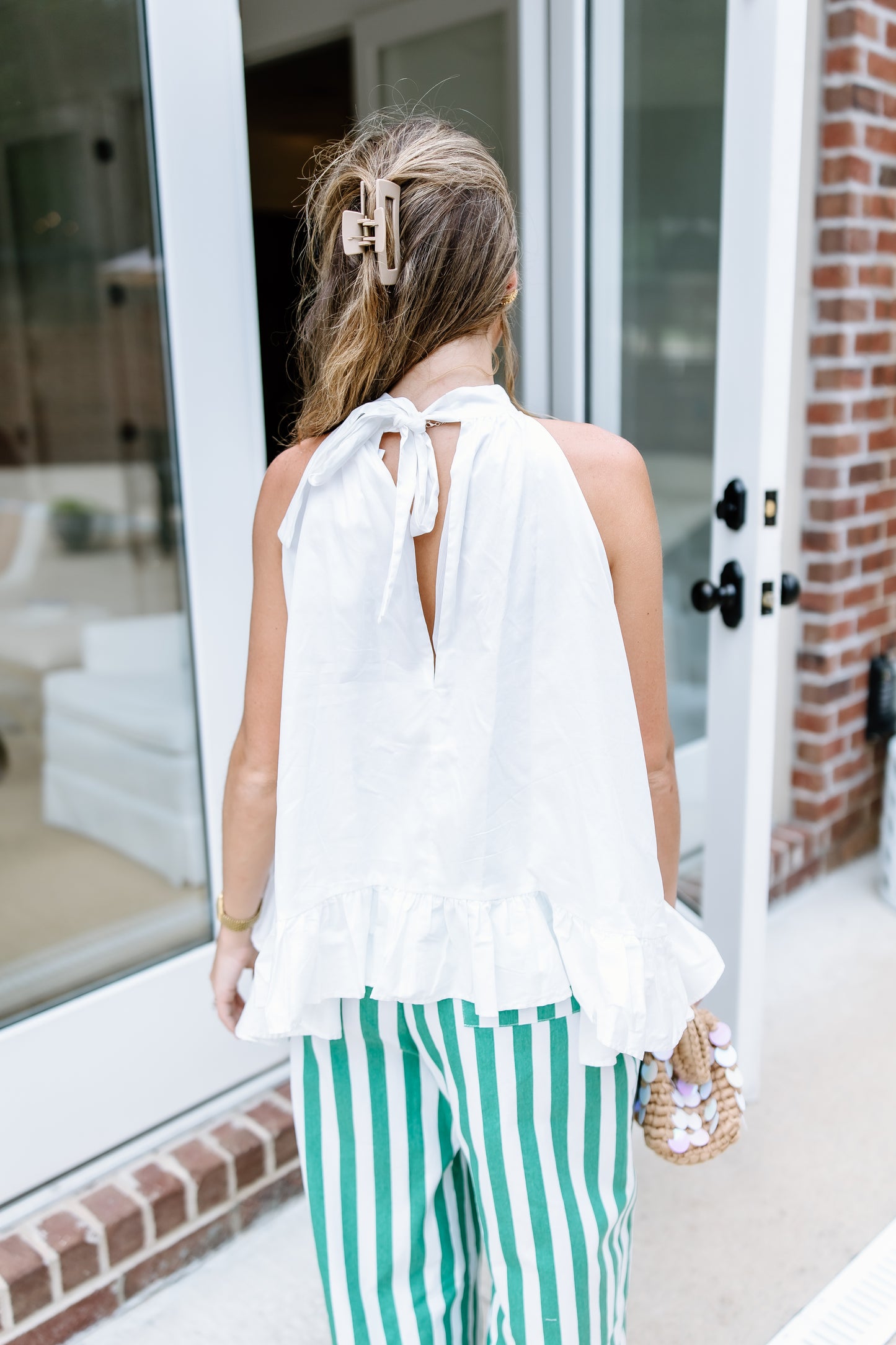 MOLLY HALTER RUFFLE NECK TIERED TOP