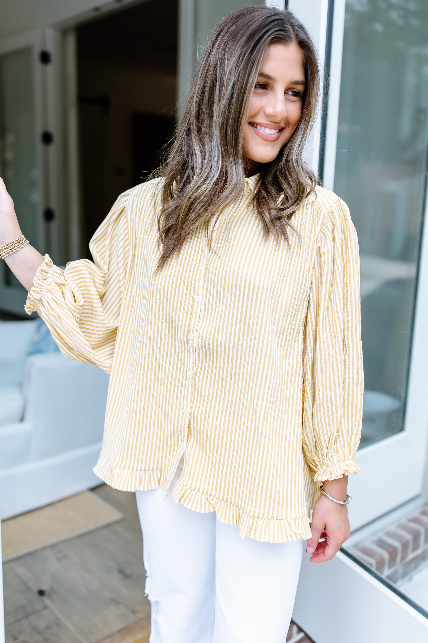 THOUGHT OF IT STRIPE BUTTON DOWN TOP