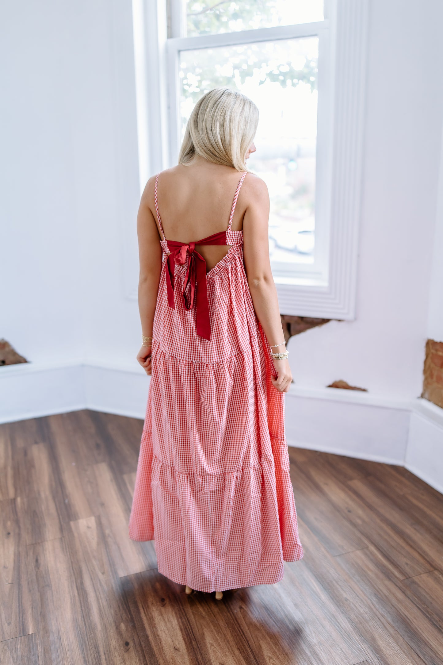 DIAMOND RED GINGHAM DRESS