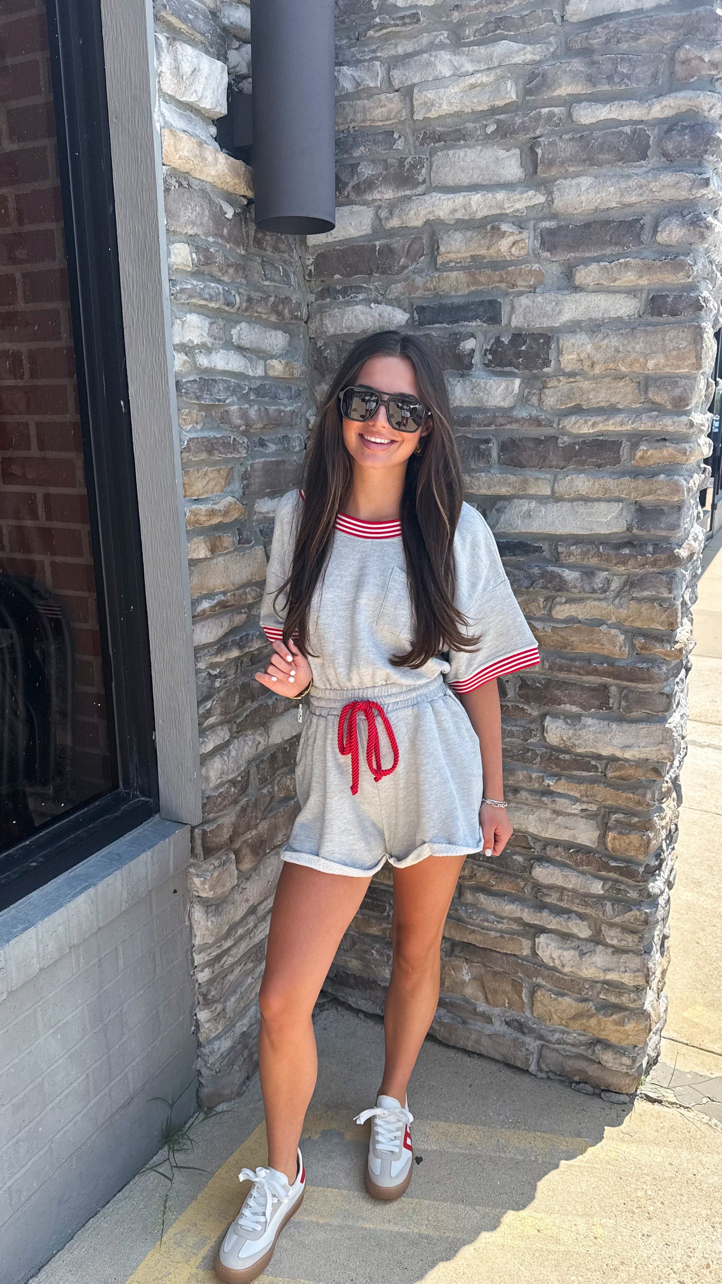 RIBBED BAND TRIM TERRY ROMPER