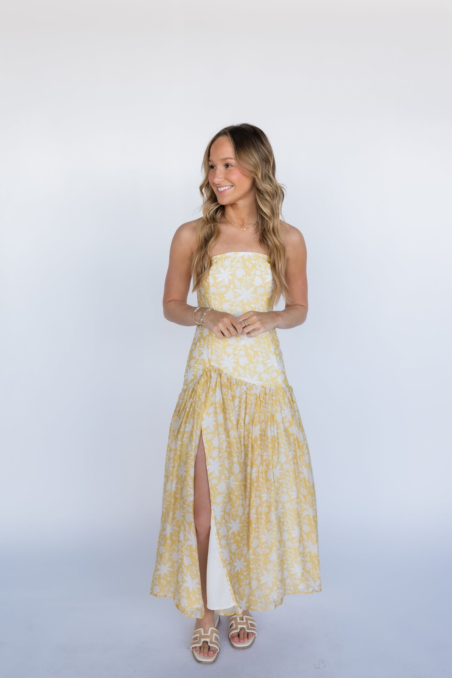 ASYMMETRICAL SEAM OFF SHOULDER DRESS