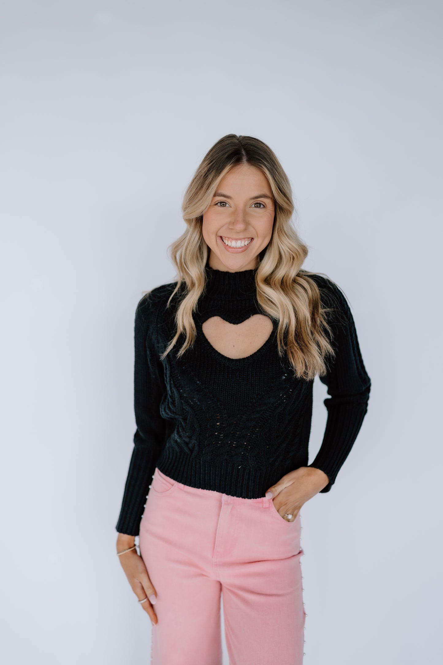 HEART CUT OUT SWEATER