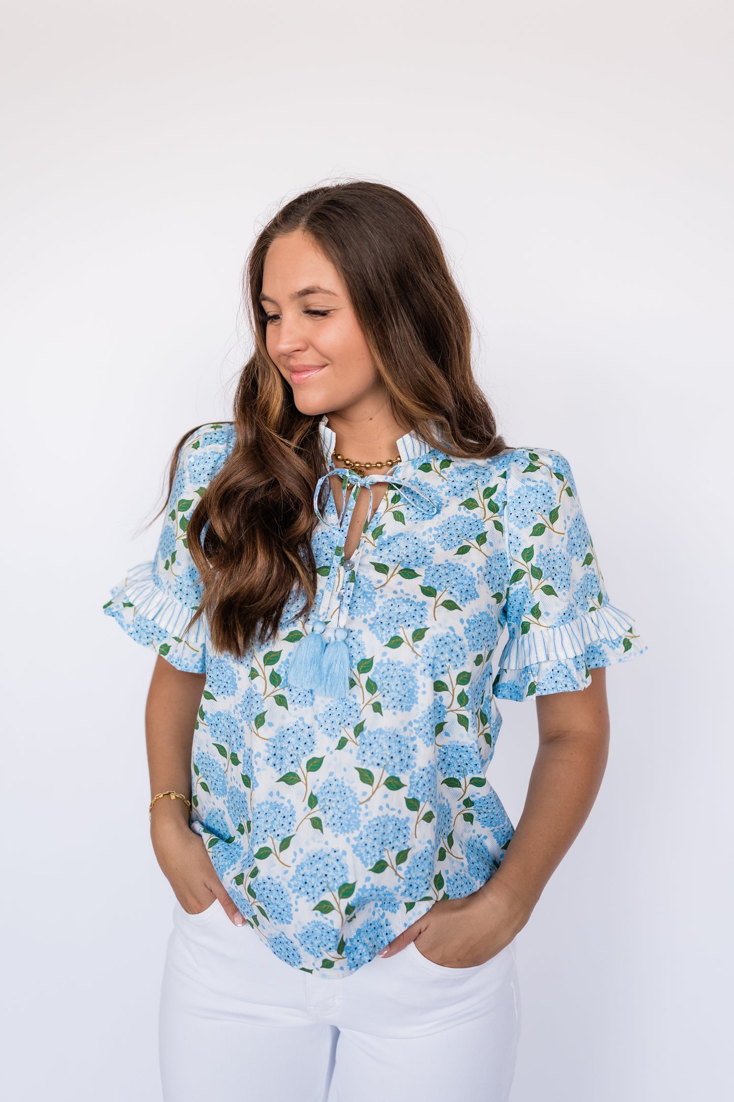 BLUE BLOSSOM BLOUSE TOP