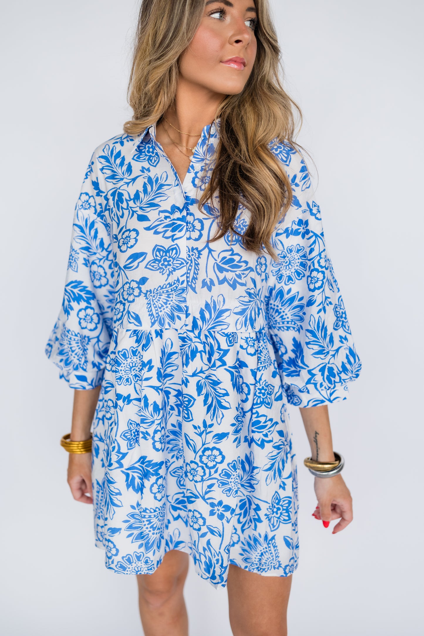 ALL YOU NEED PUFF SLEEVE SHIRT MINI DRESS