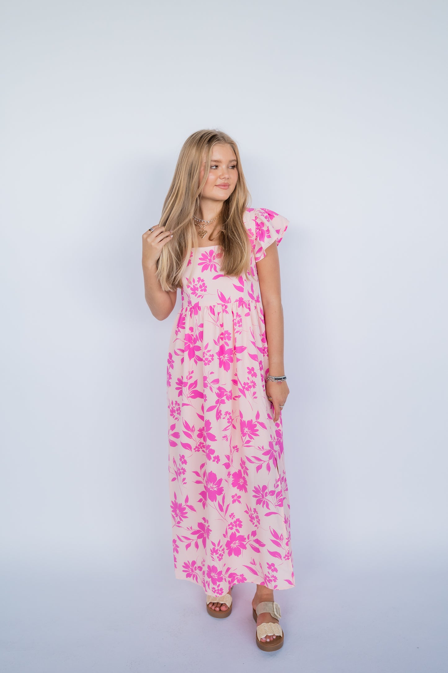 FOR MY SOUL SMOCKED PRINT DRESS
