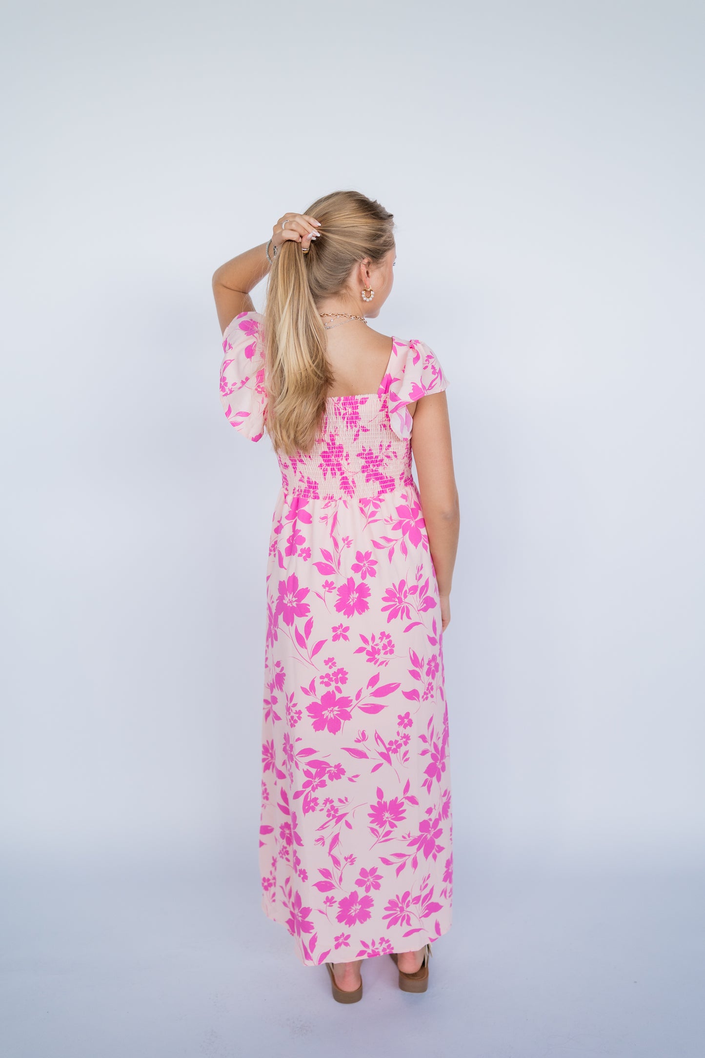 FOR MY SOUL SMOCKED PRINT DRESS