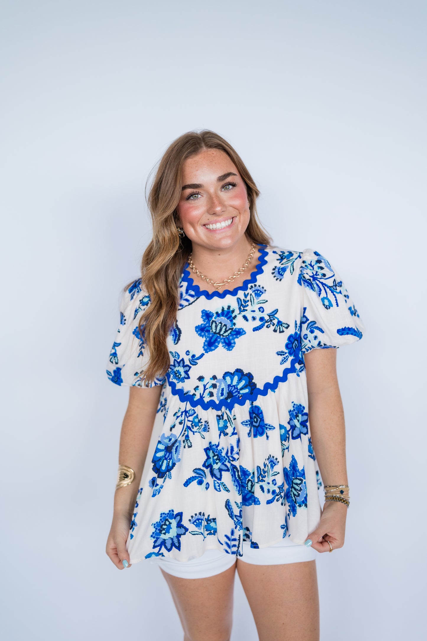 RIC RAC TRIMMED SHORT SLEEVE TOP