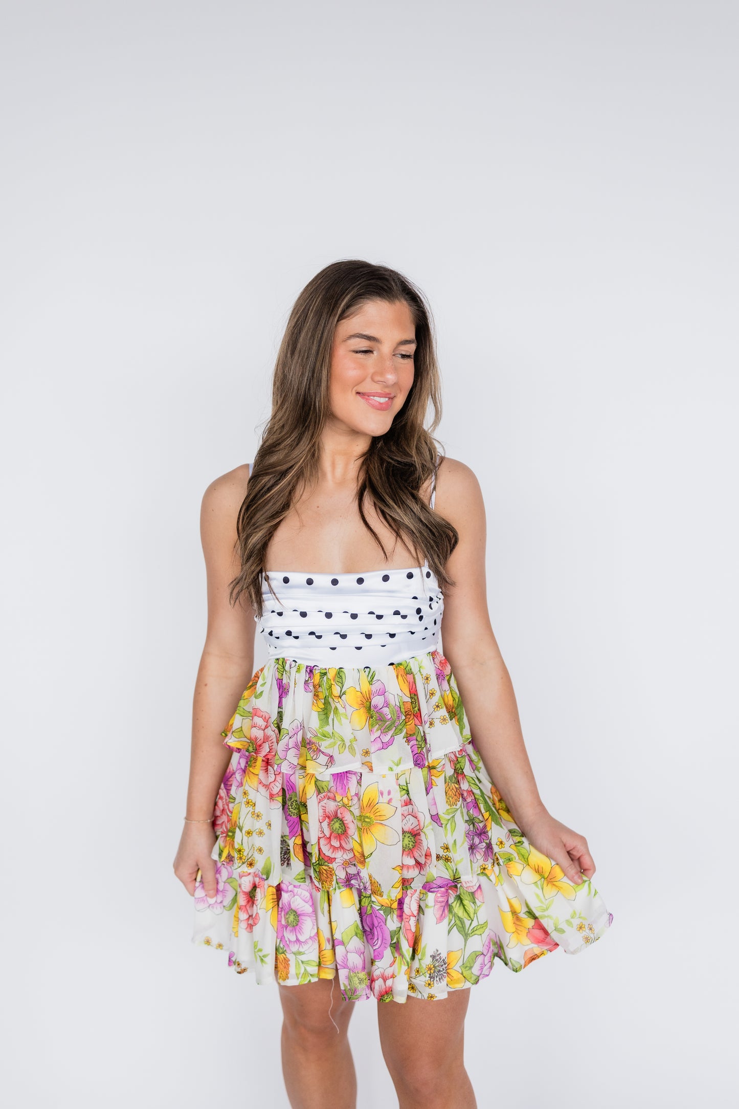 MIX AND MATCH FLORAL SPRING MINI DRESS