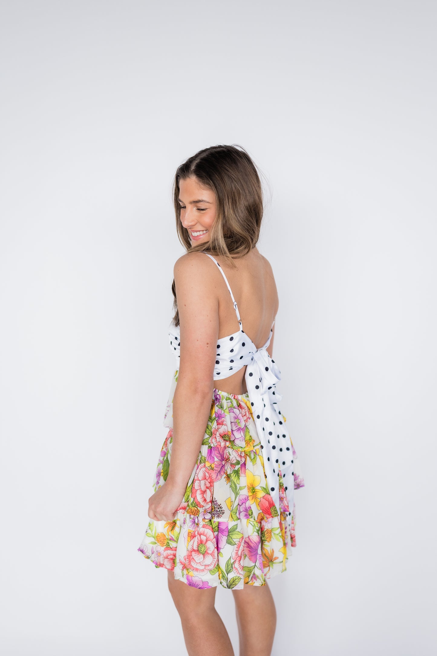 MIX AND MATCH FLORAL SPRING MINI DRESS