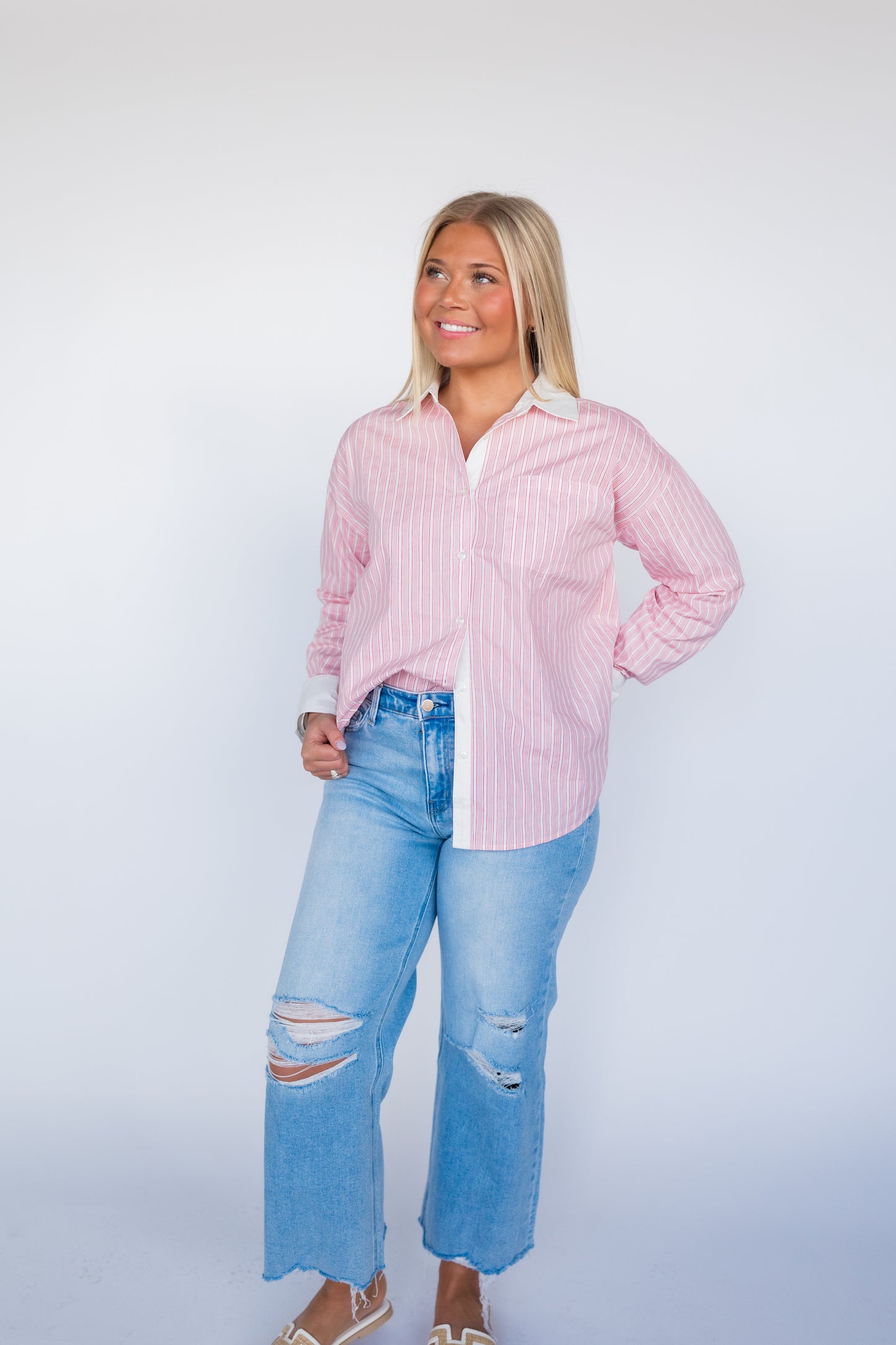 THINK ABOUT IT STRIPE TOP