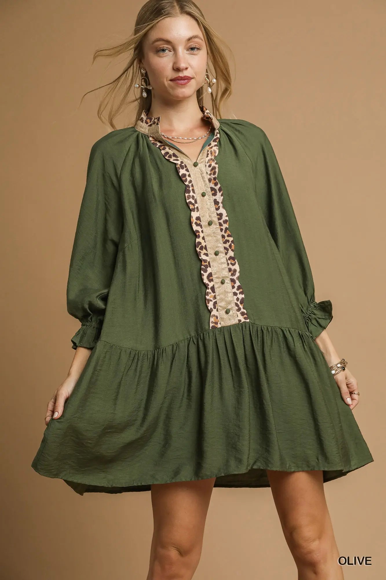 SO PERFECT LEOPARD TRIM DRESS