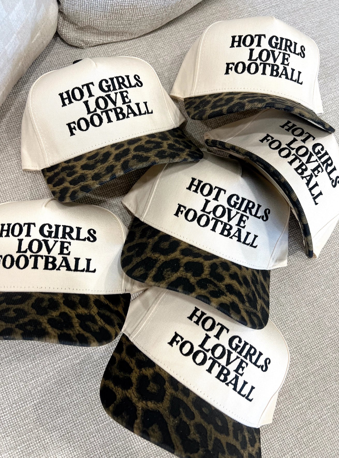 HOT GIRLS LOVE FOOTBALL LEOPARD HAT