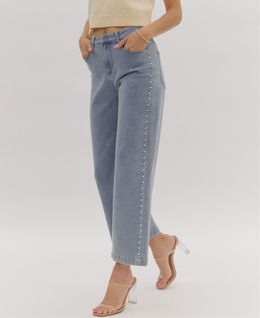 HIGH WAISTED PEARL JEANS