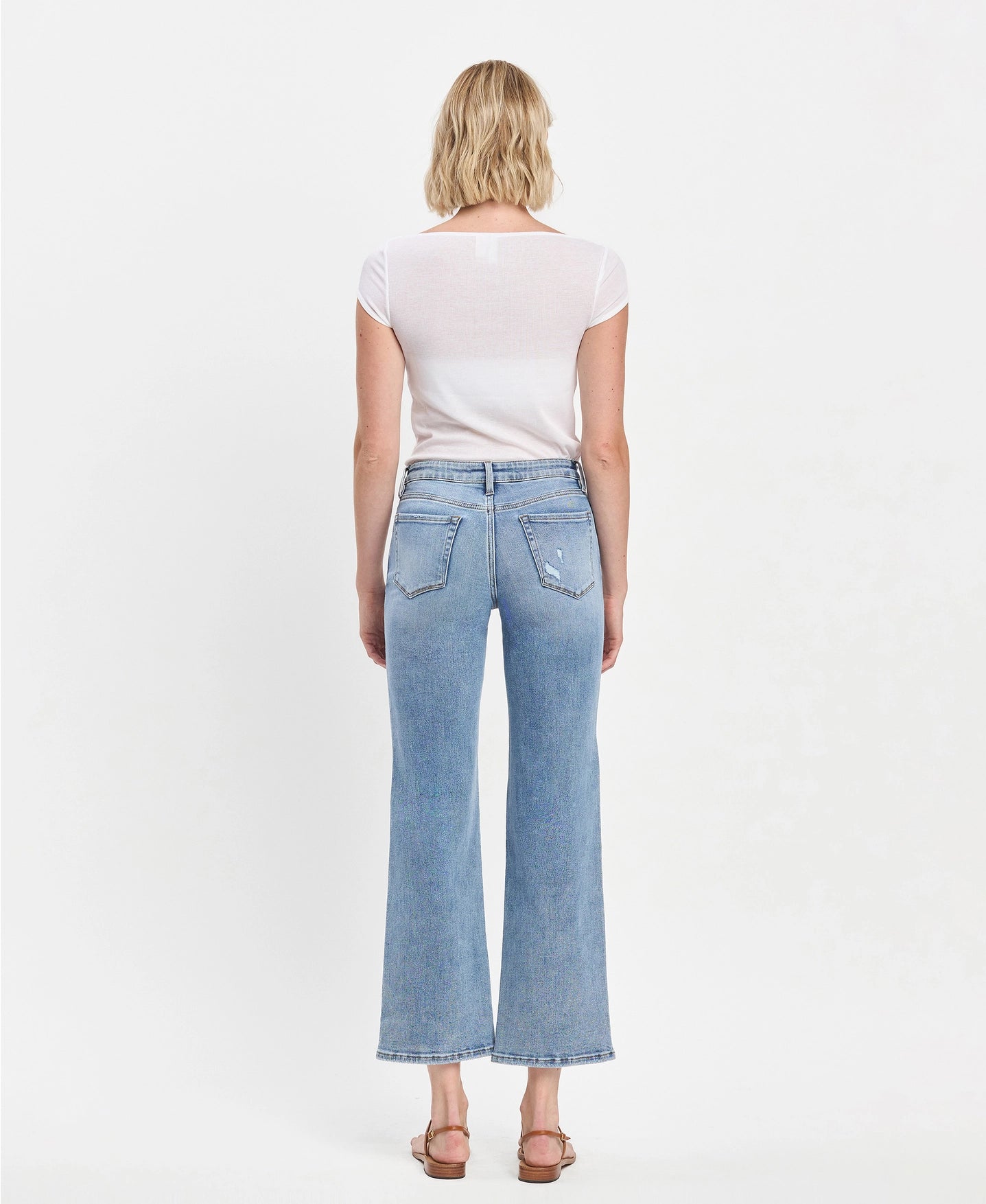 MID RISE ANKLE SLIM WIDE JEANS