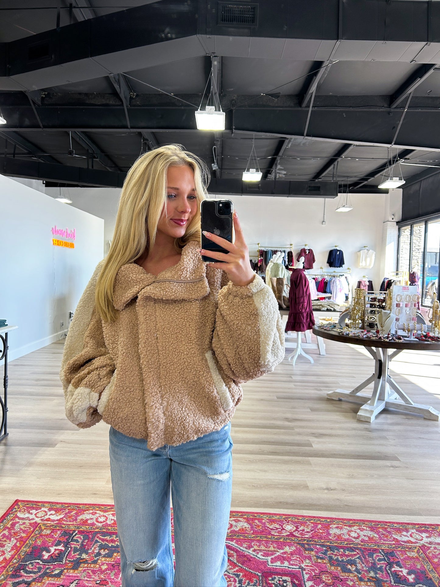 COLORBLOCK SHERPA FLEECE JACKET