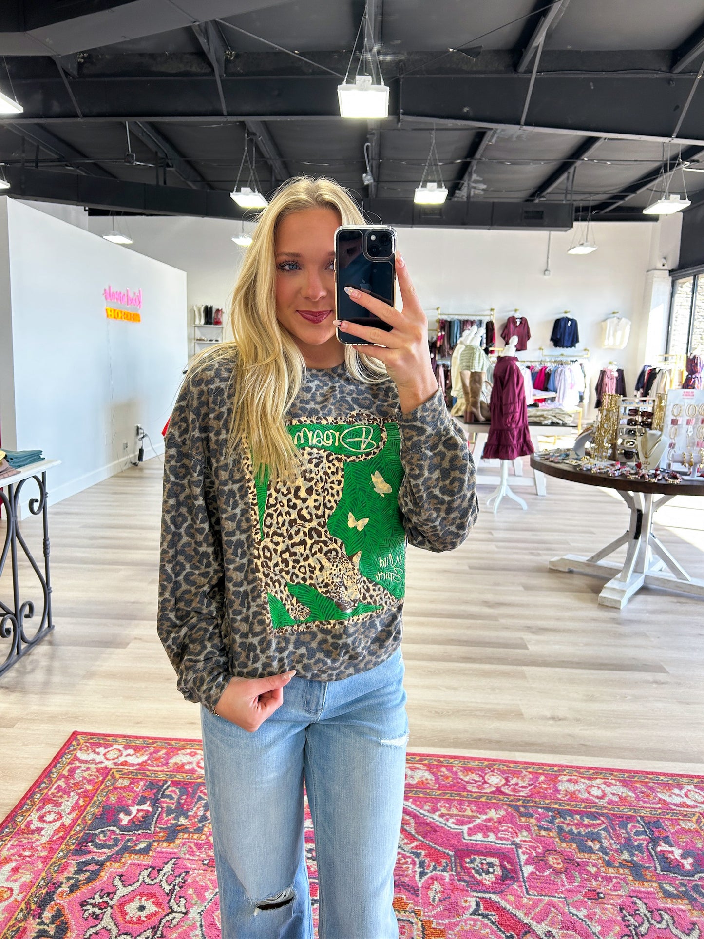 DREAMER LEOPARD TERRY FRENCH PULLOVER