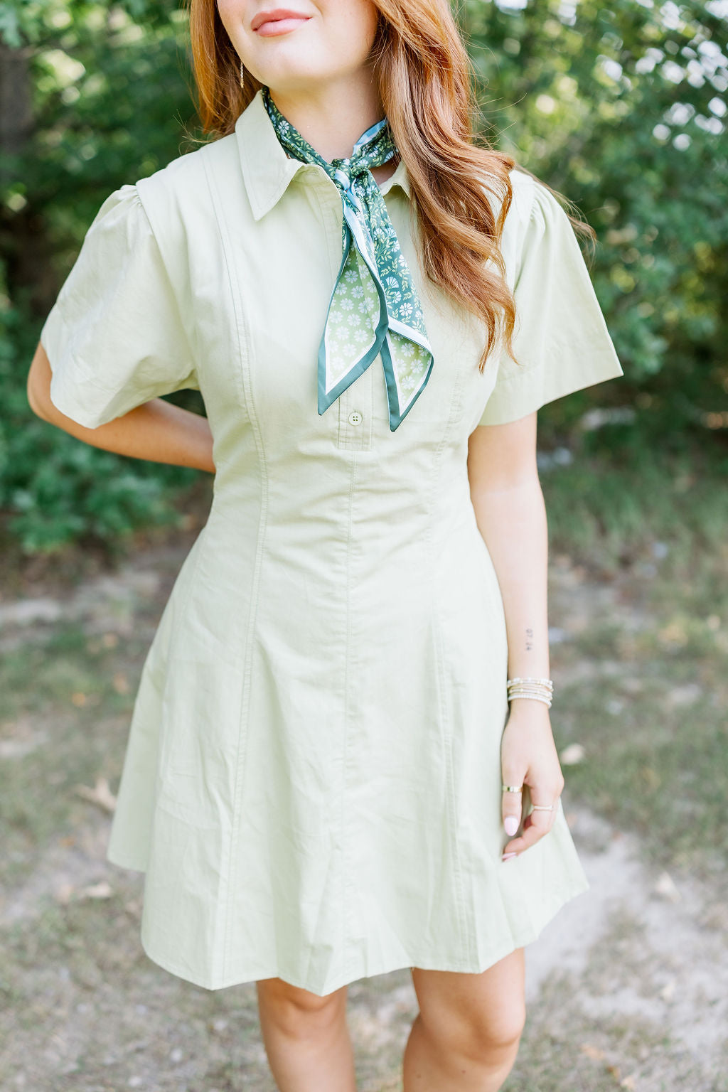 BUTTON UP PLEATED DRESS