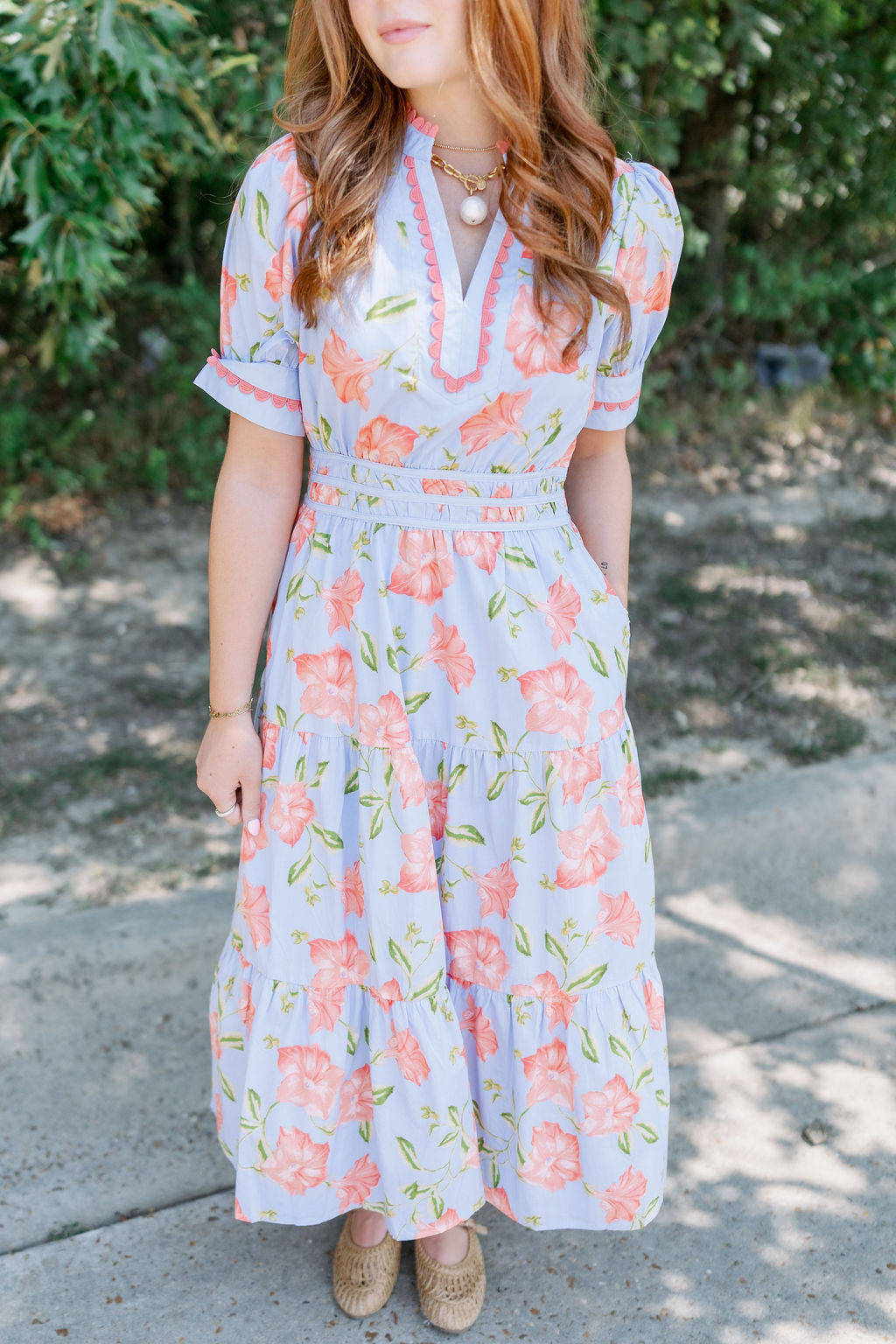 PUMPKIN FLORAL MIDI DRESS