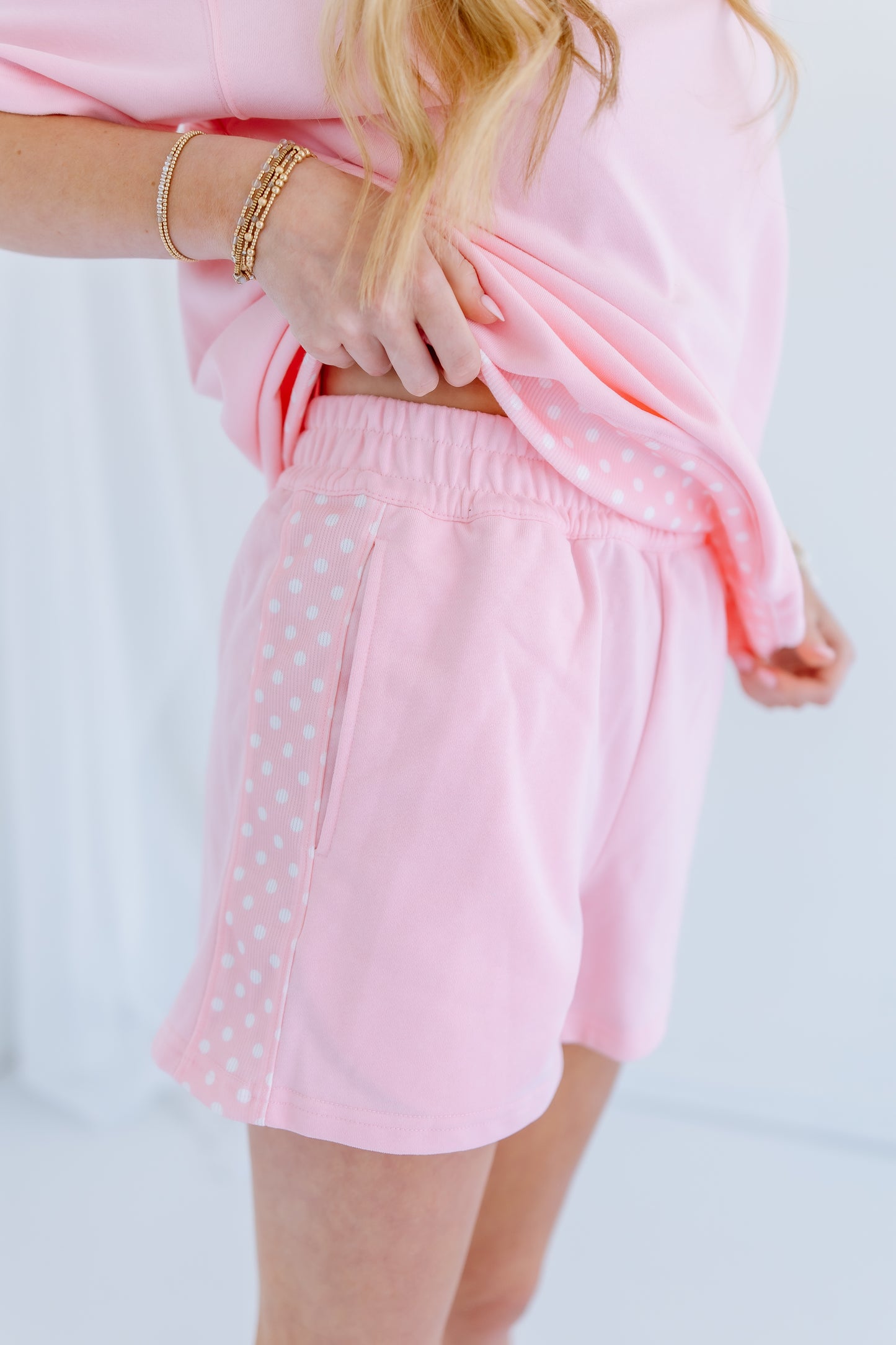 PINK POLKA DOT HONEY TWO PIECE LOUNGE SET