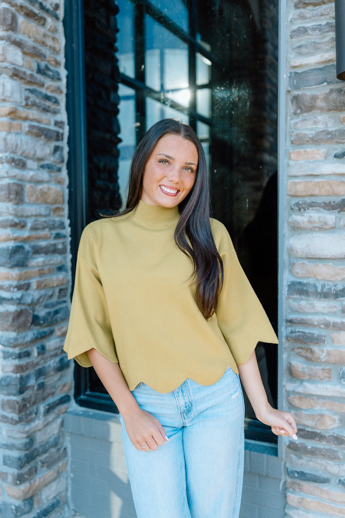 MARTINI OLIVE SCALLOP SWEATER