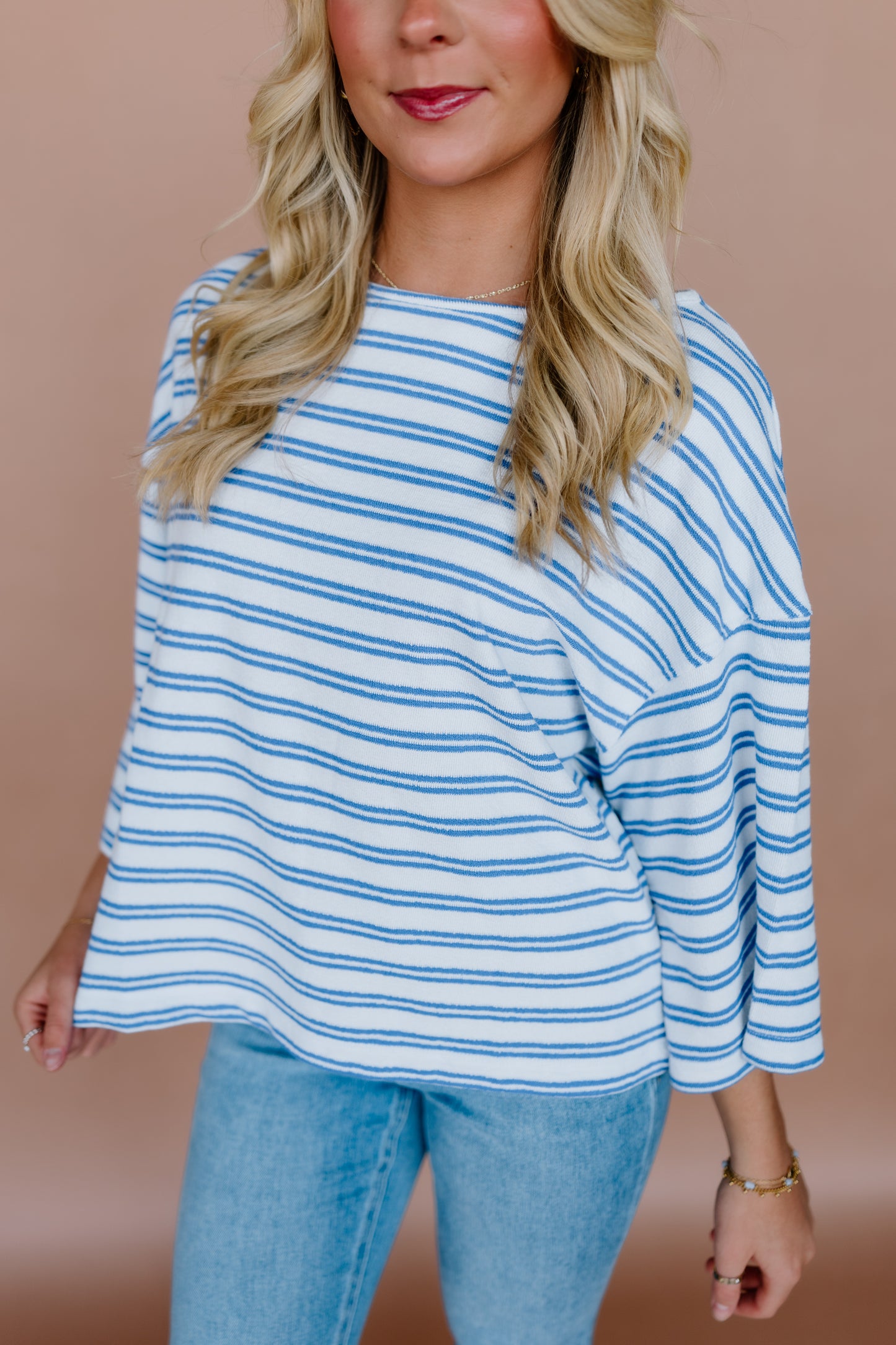 WIDE SLEEVE STRIPE OVERSIZED TEE