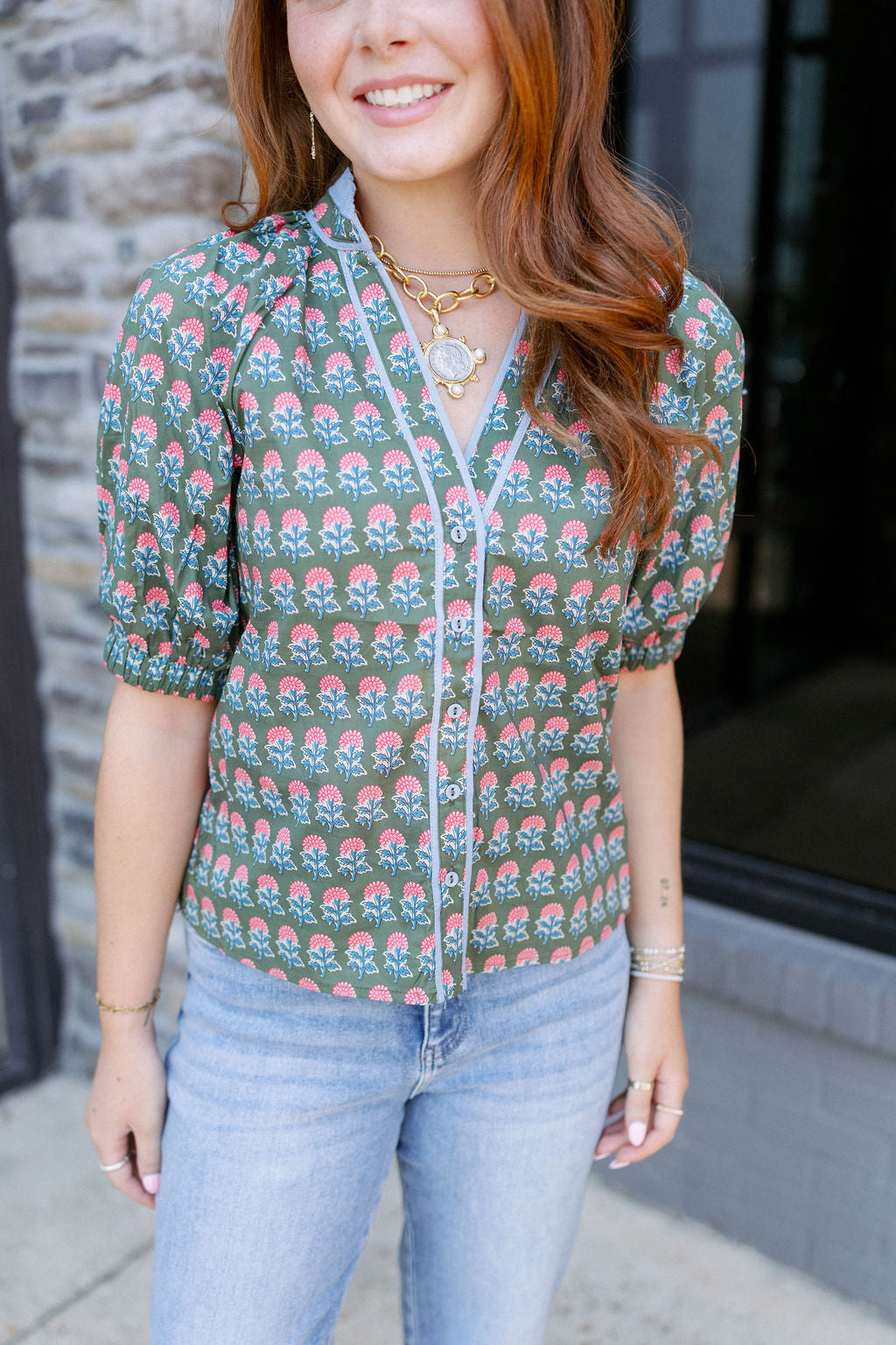 SO FALL PUFF FLORAL TOP