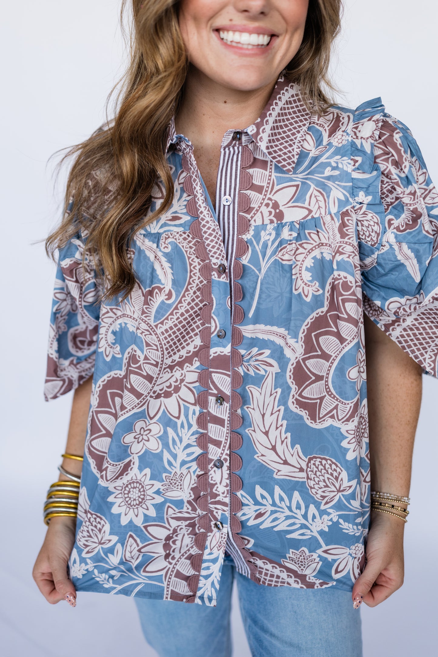 PAISLEY PATTERN STATEMENT BLOUSE