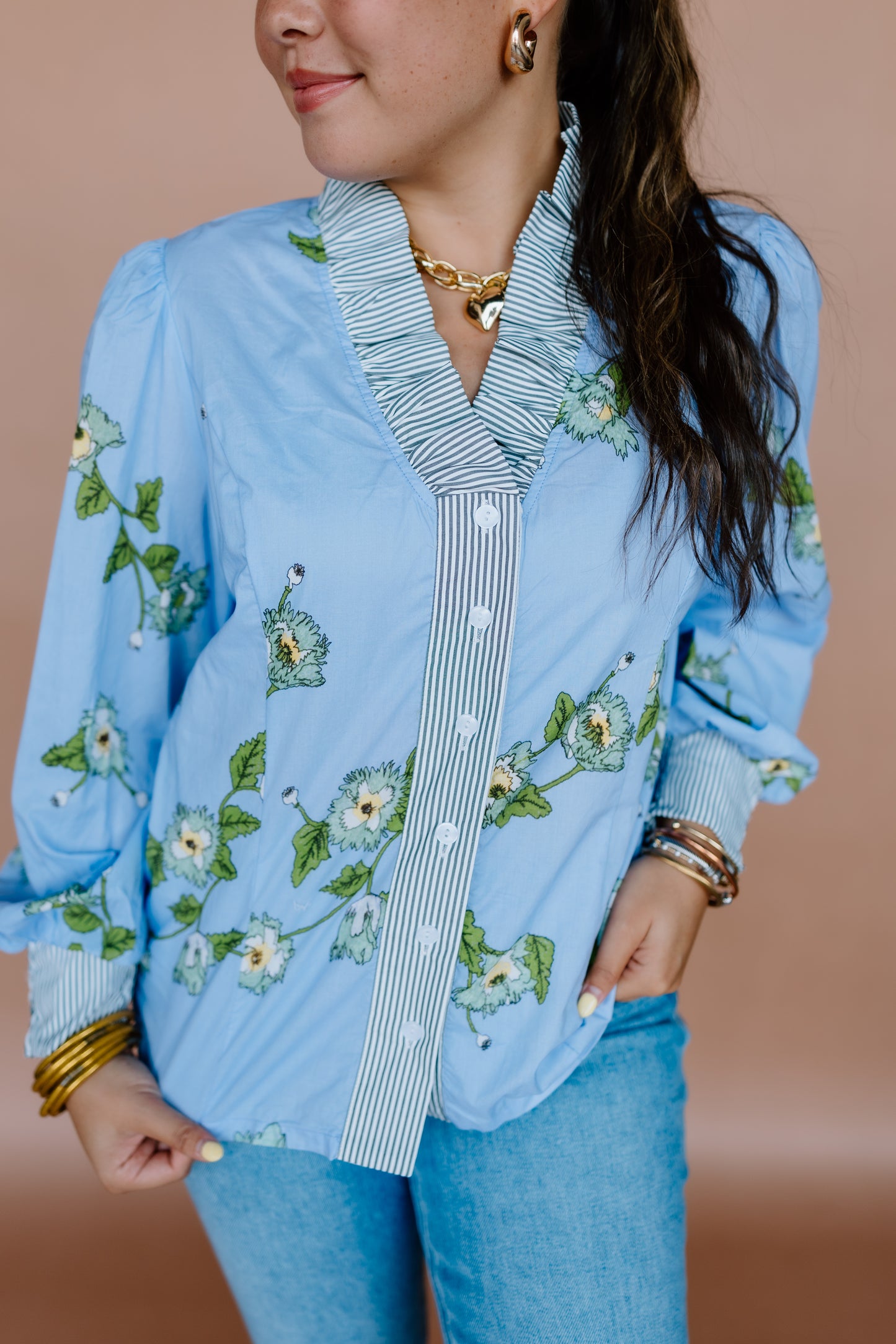 MIX FLORAL STRIPE BLOUSE