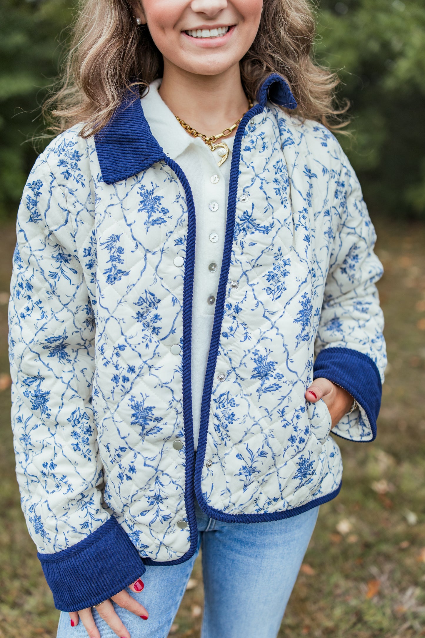 BOTANICAL PRINT QUILTED JACKET