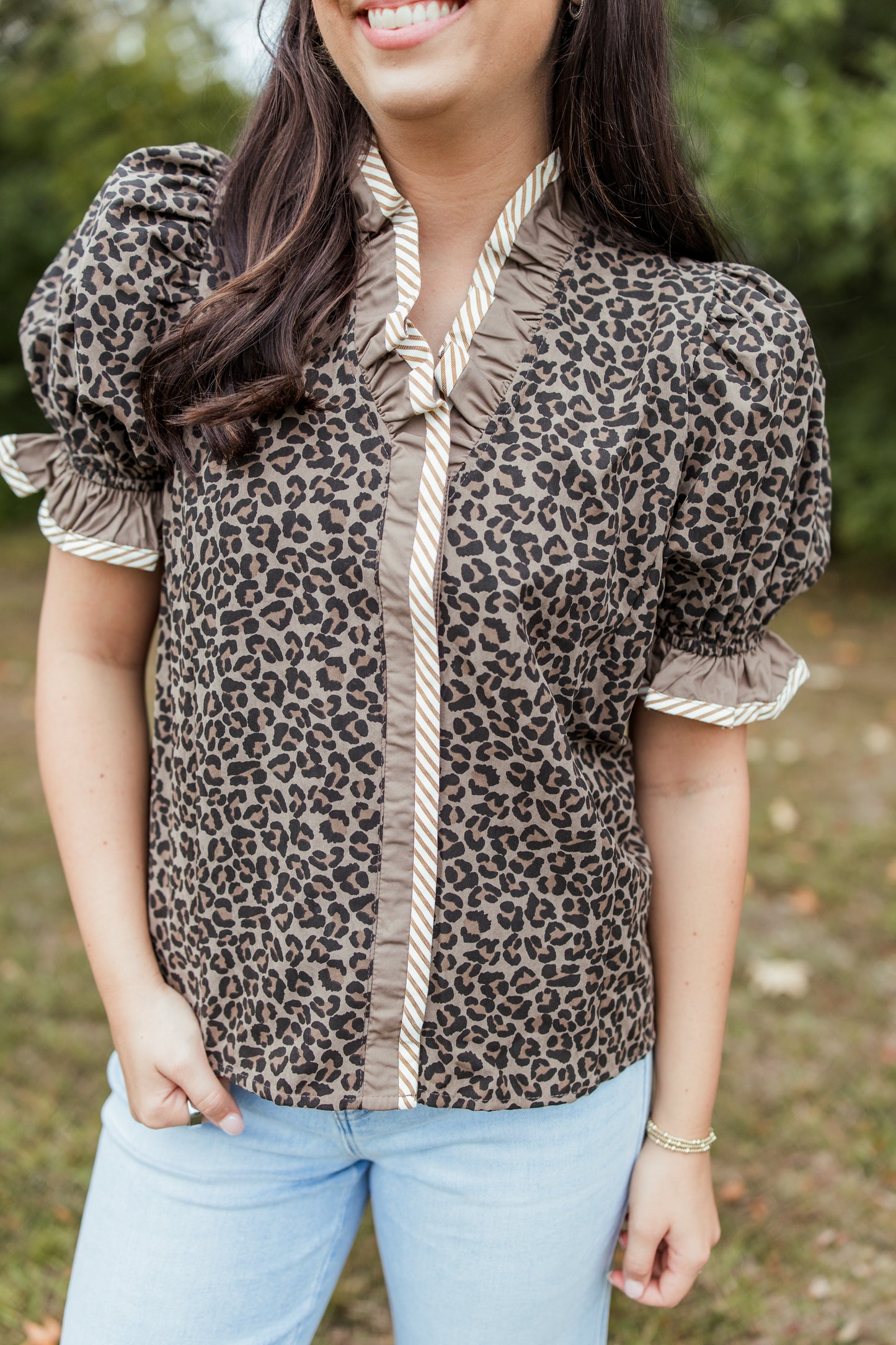 LIKE IT LEOPARD RUFFLE TOP