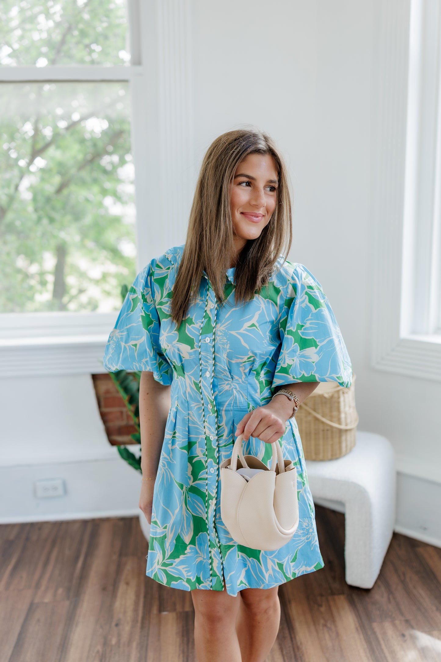 SKYLA FLORAL PUFF SLEEVE MINI DRESS