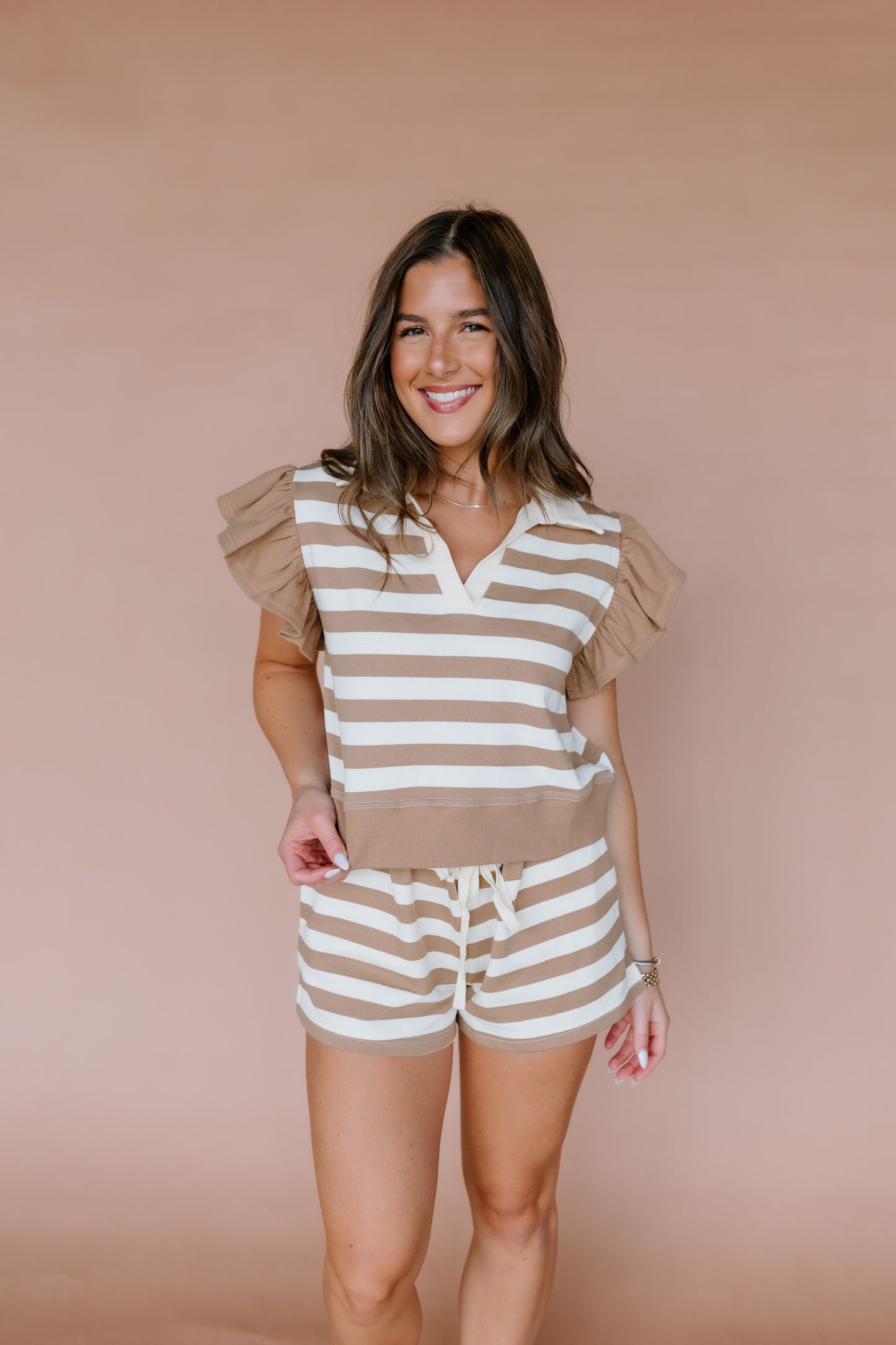 STRIPPED RUFFLE KNIT SET