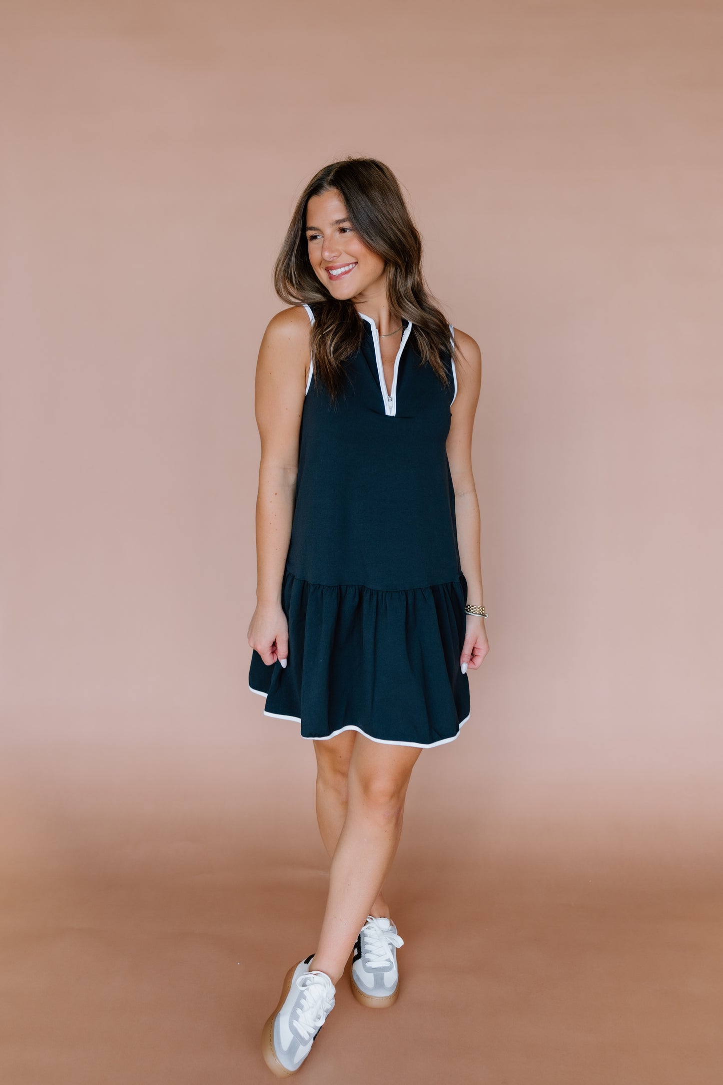 ATHLETIC FRONT QUARTER ZIP DRESS