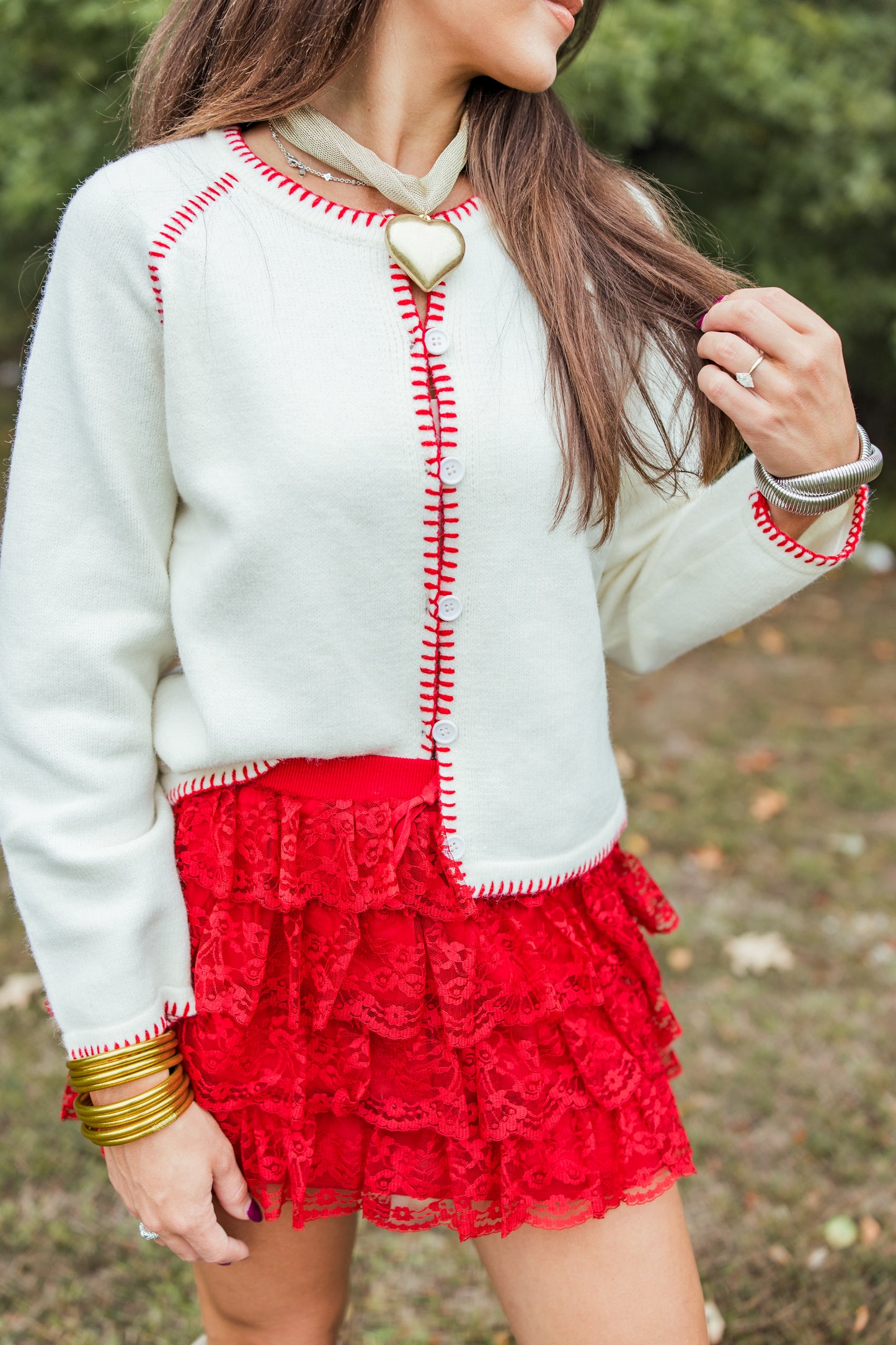 BLANKET STITCH SWEATER CARDIGAN