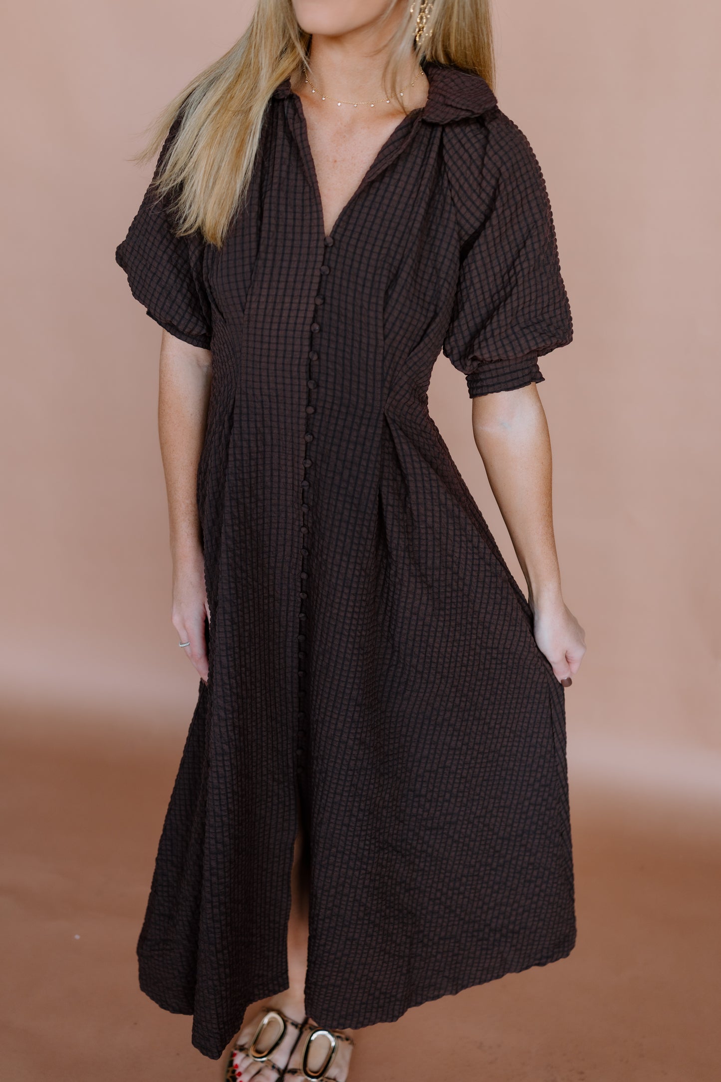 MANY FALLING LEAVES SHIRT MIDI DRESS