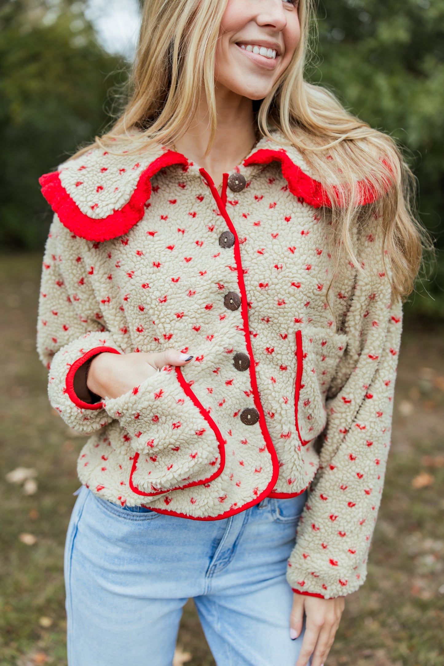 POLKA DOT SHERPA JACKET