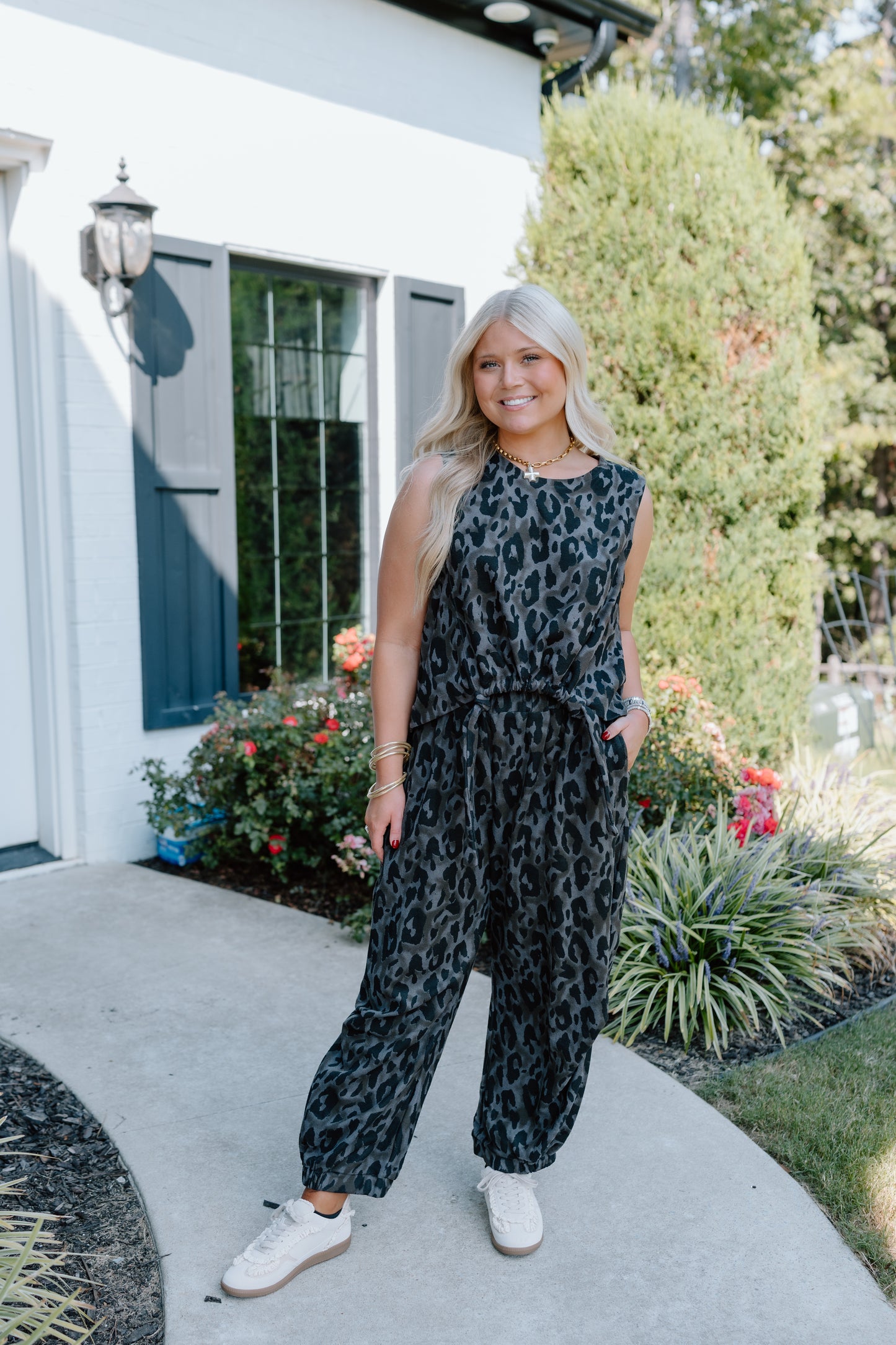 LEOPARD CINCH TIE TOP SET