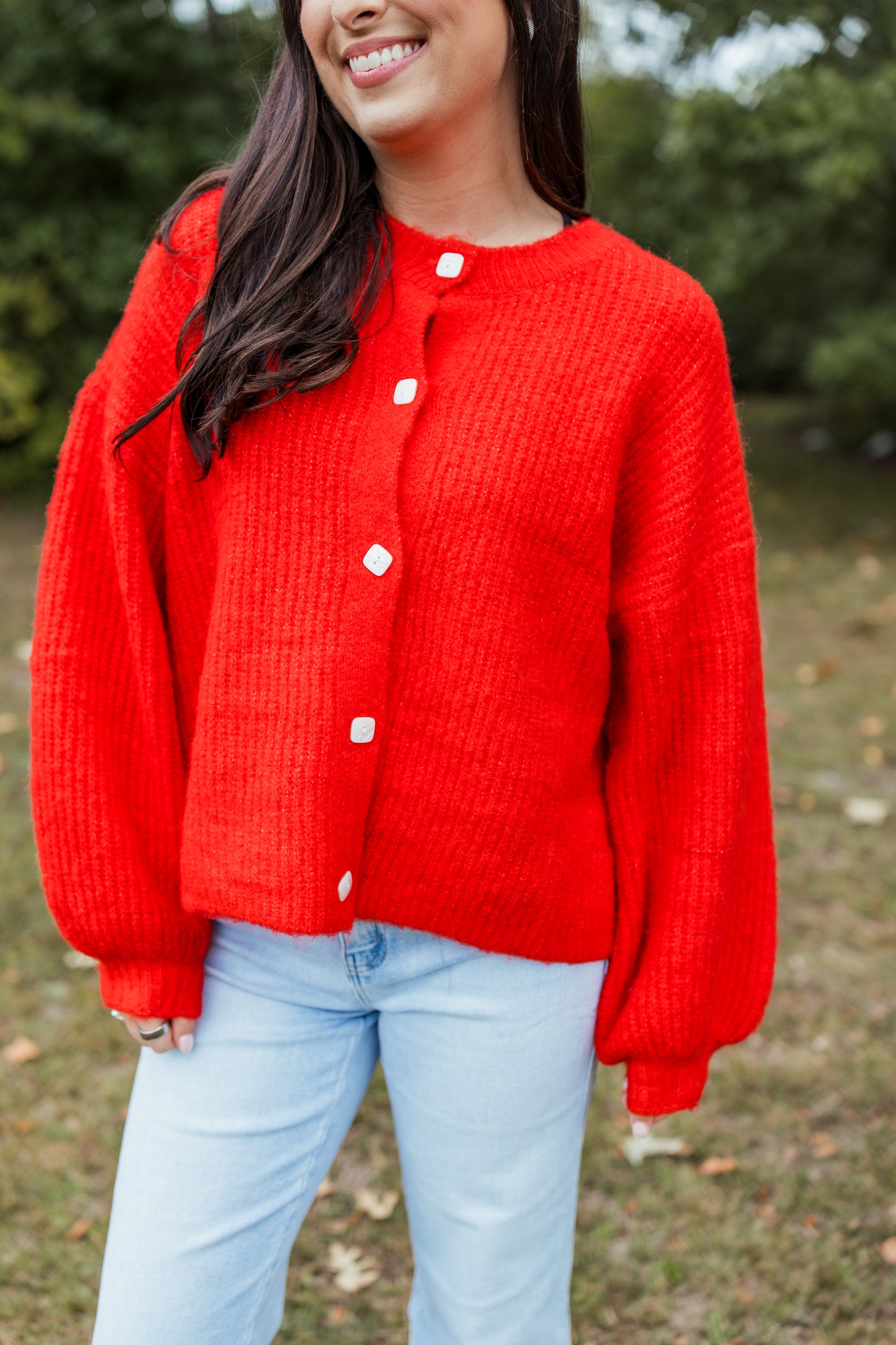 BALLOON SLEEVE KNIT CARDIGAN