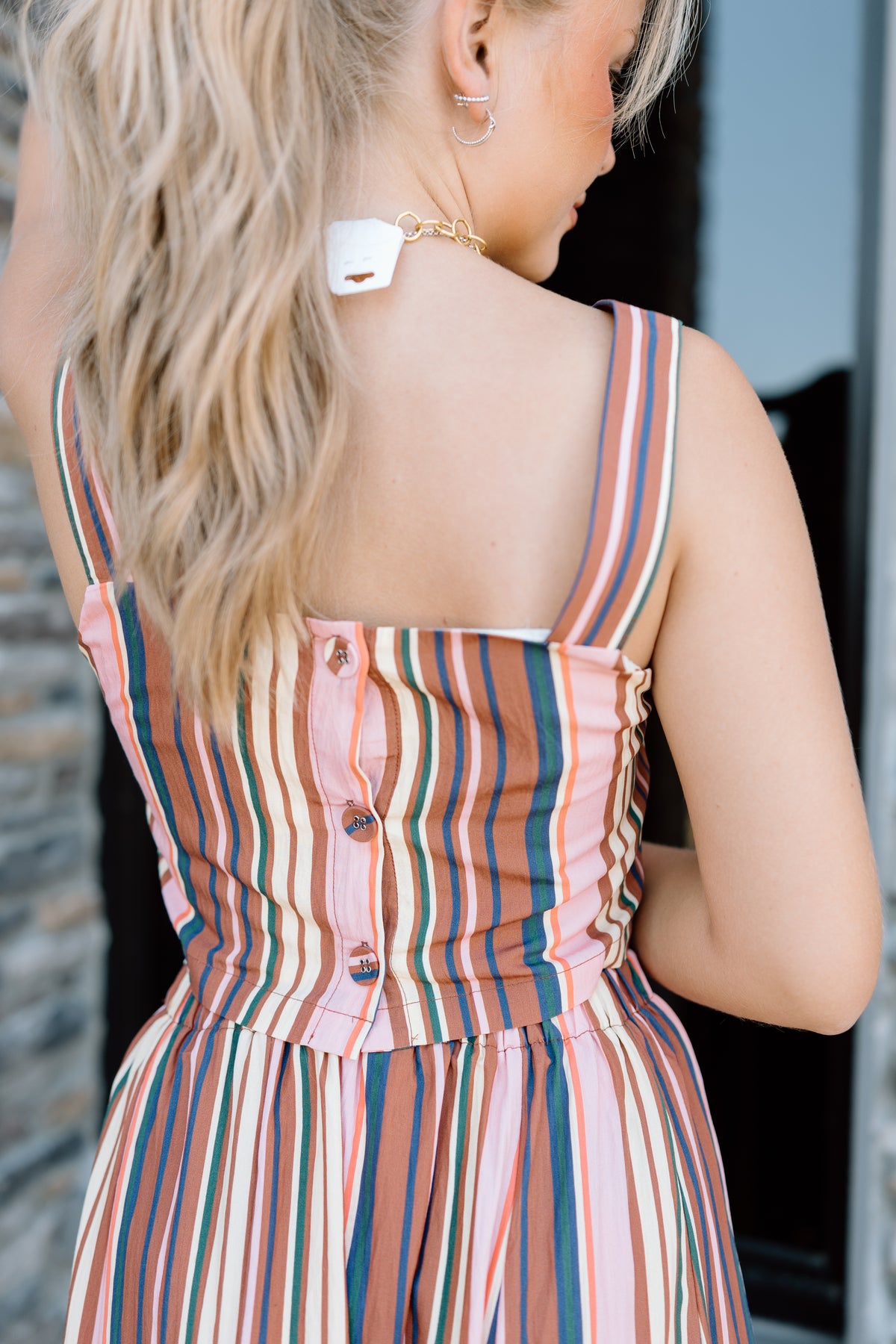 STRIPE BUTTON DOWN CROP TOP