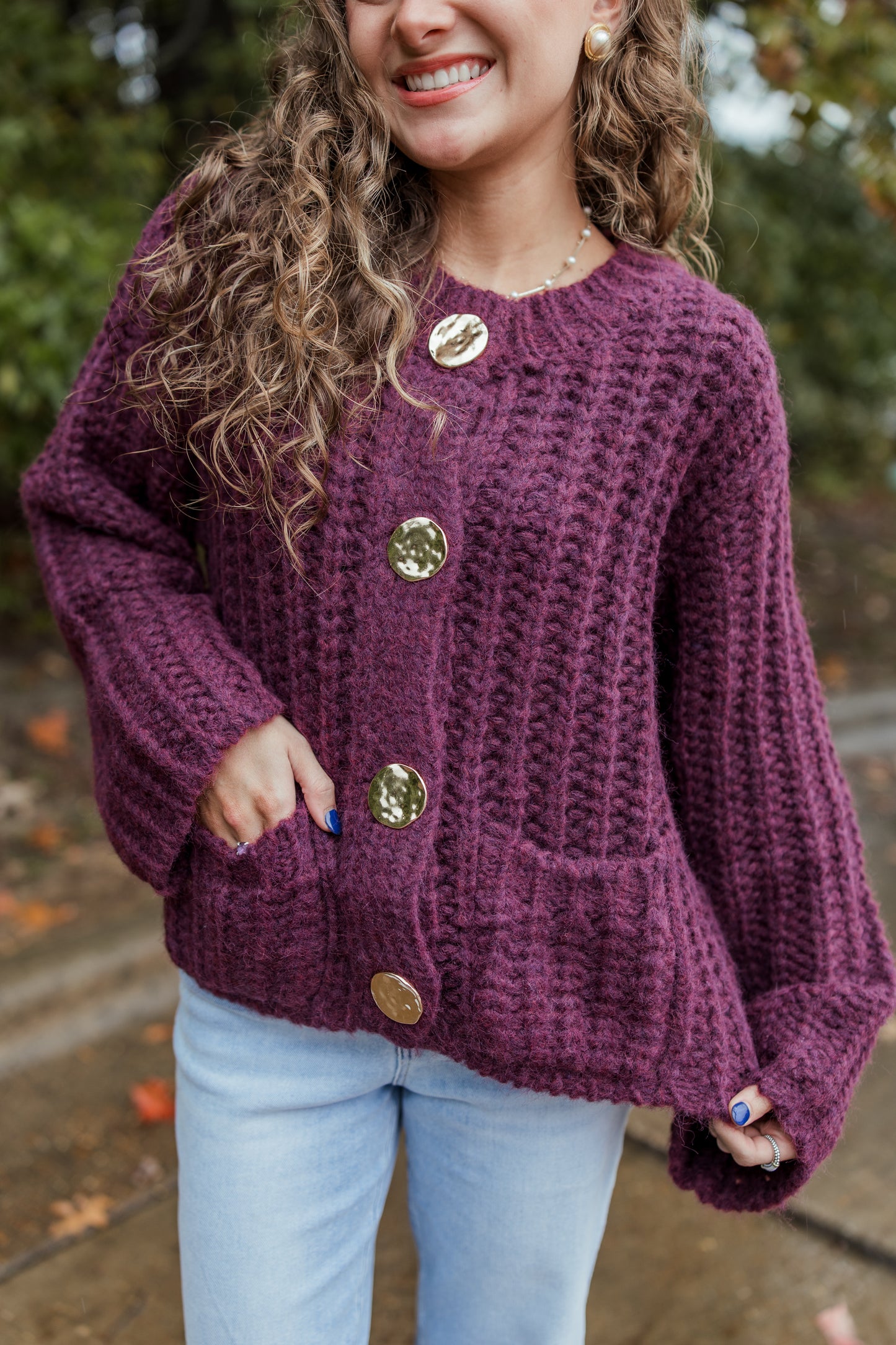 SHINEY GOLD BUTTON DOWN SWEATER CARDIGAN