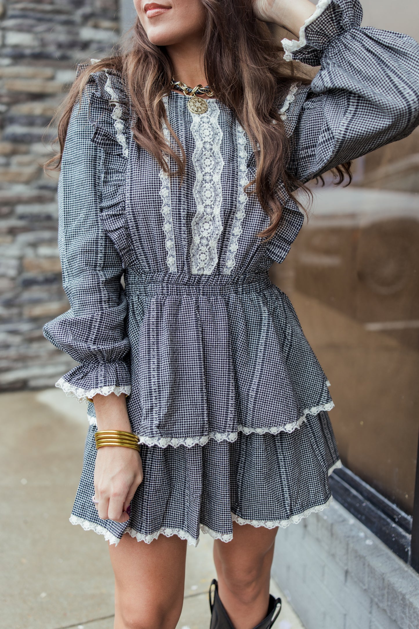 VINTAGE LACE TRIM MINI DRESS