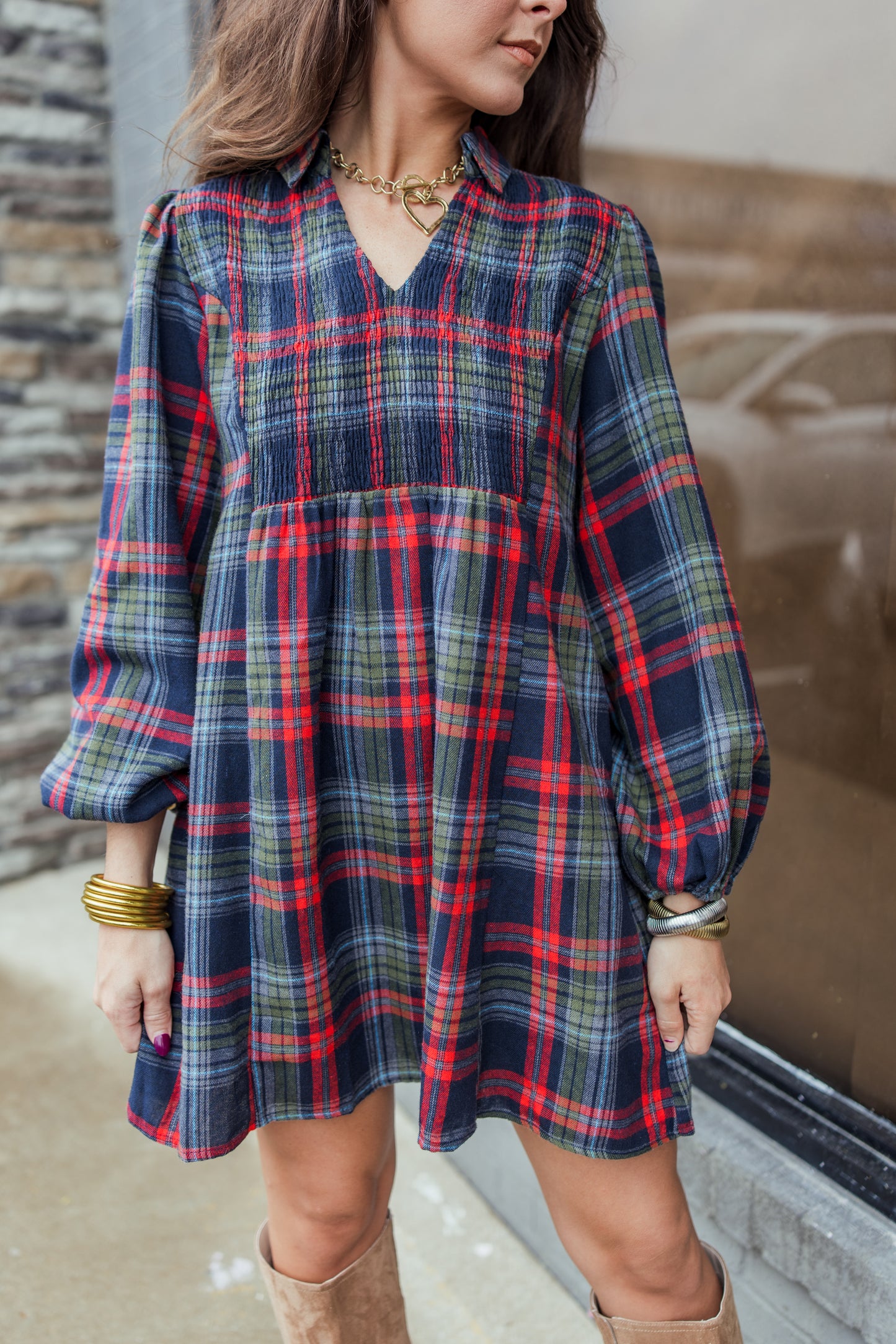 LIGHTWEIGHT FLANNEL BABYDOLL DRESS