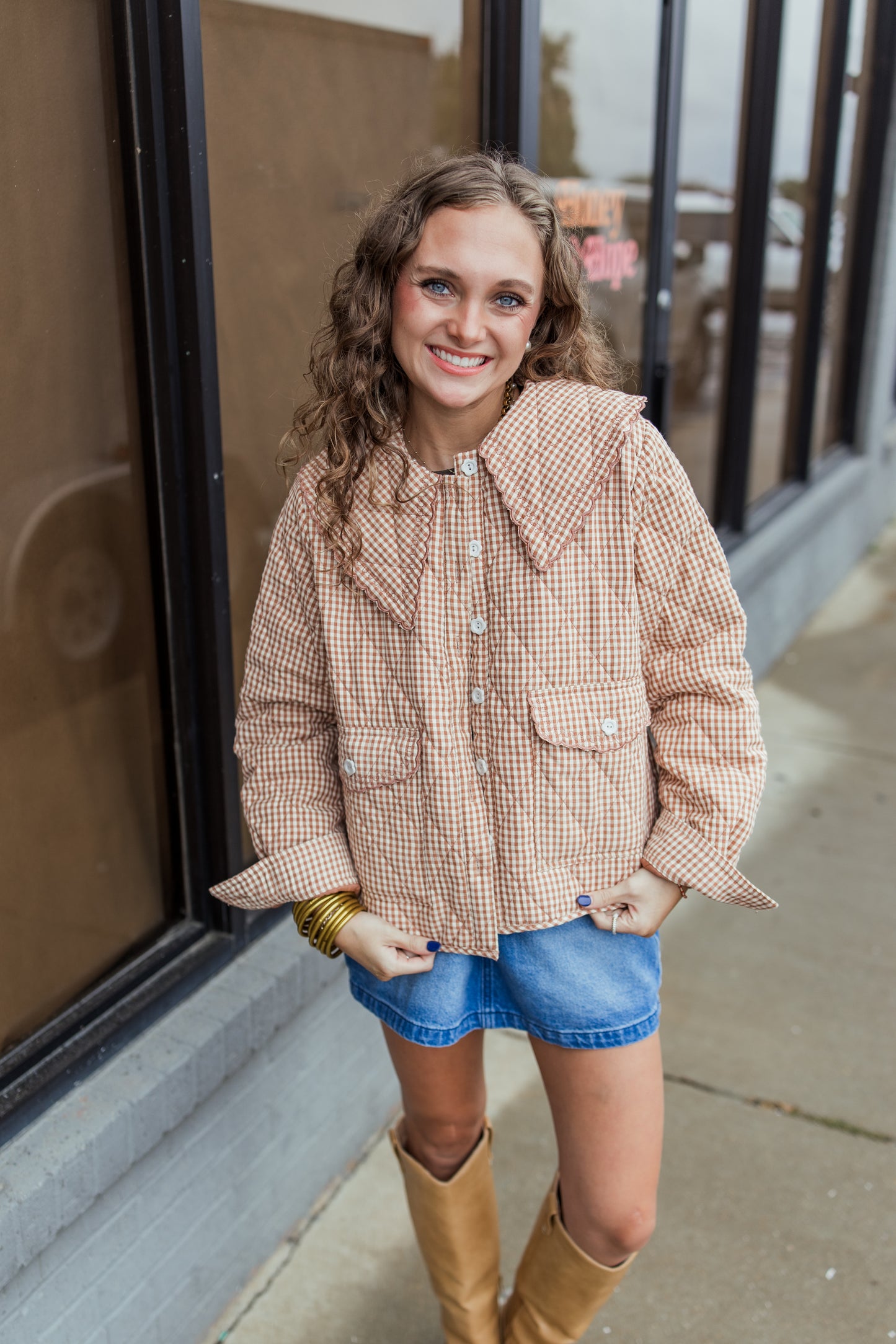 GINGHAM QUILTED JACKET