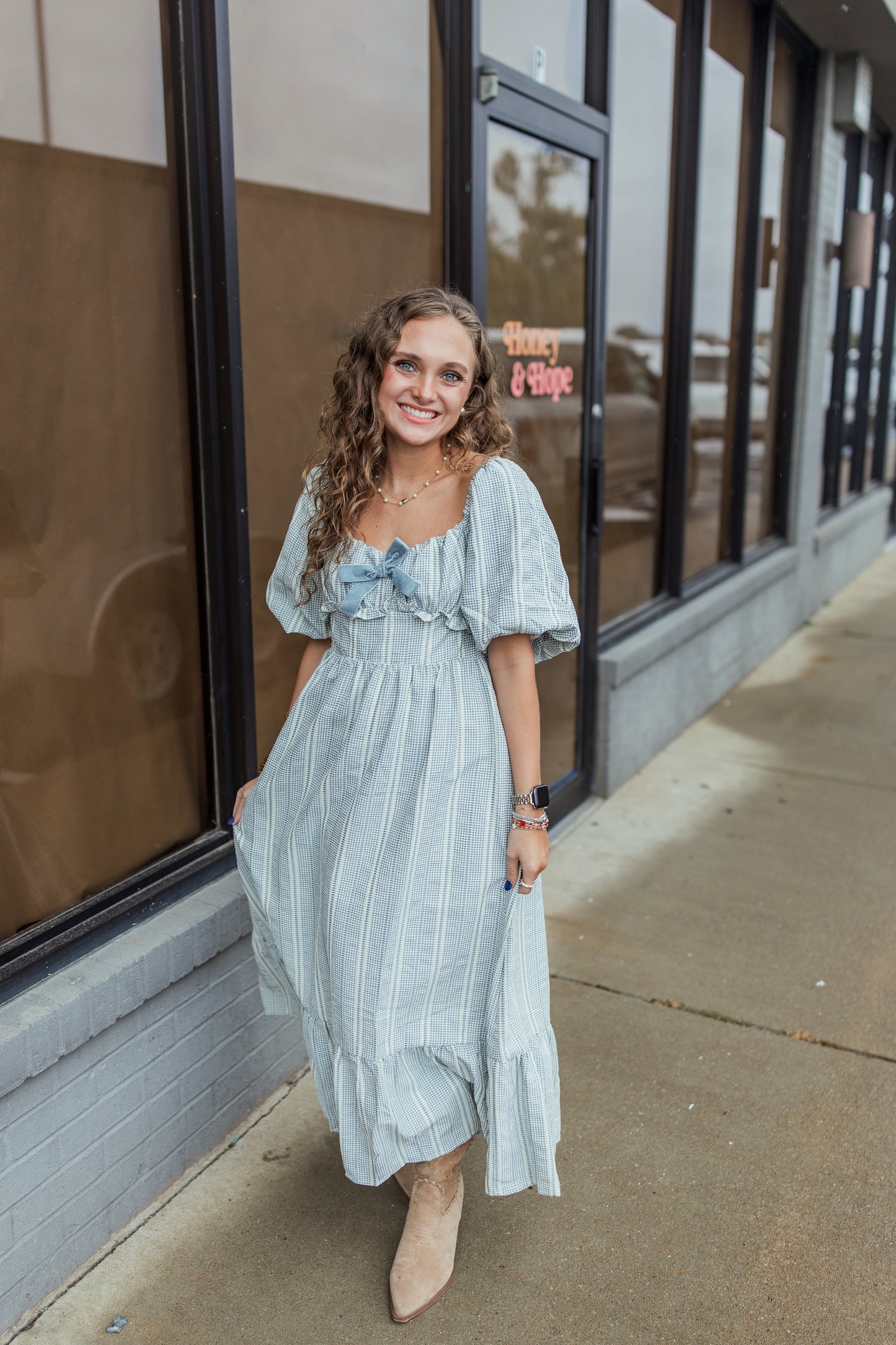 VELVET BOW MIDI DRESS